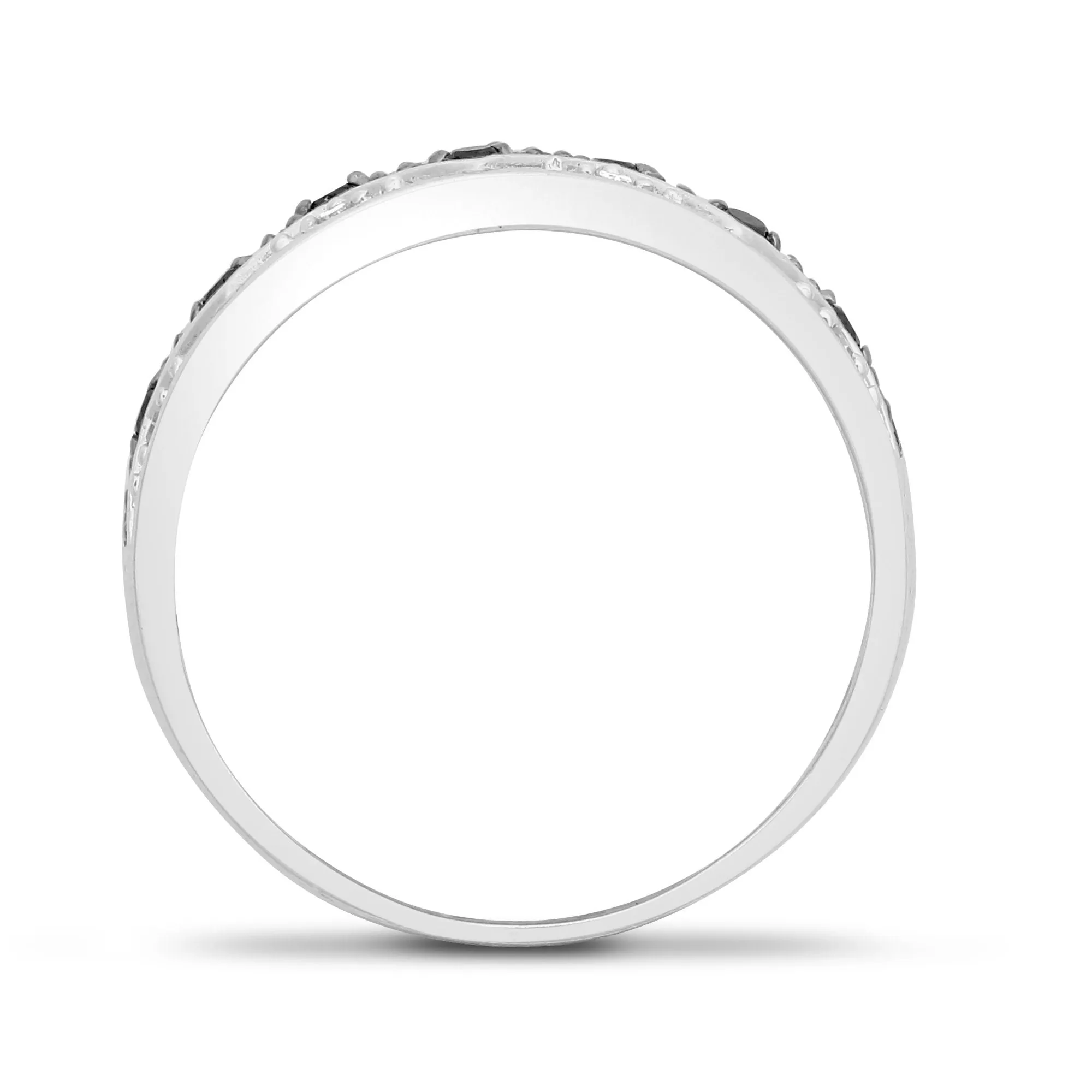 9ct White Gold Diamond And Black Diamond Ring