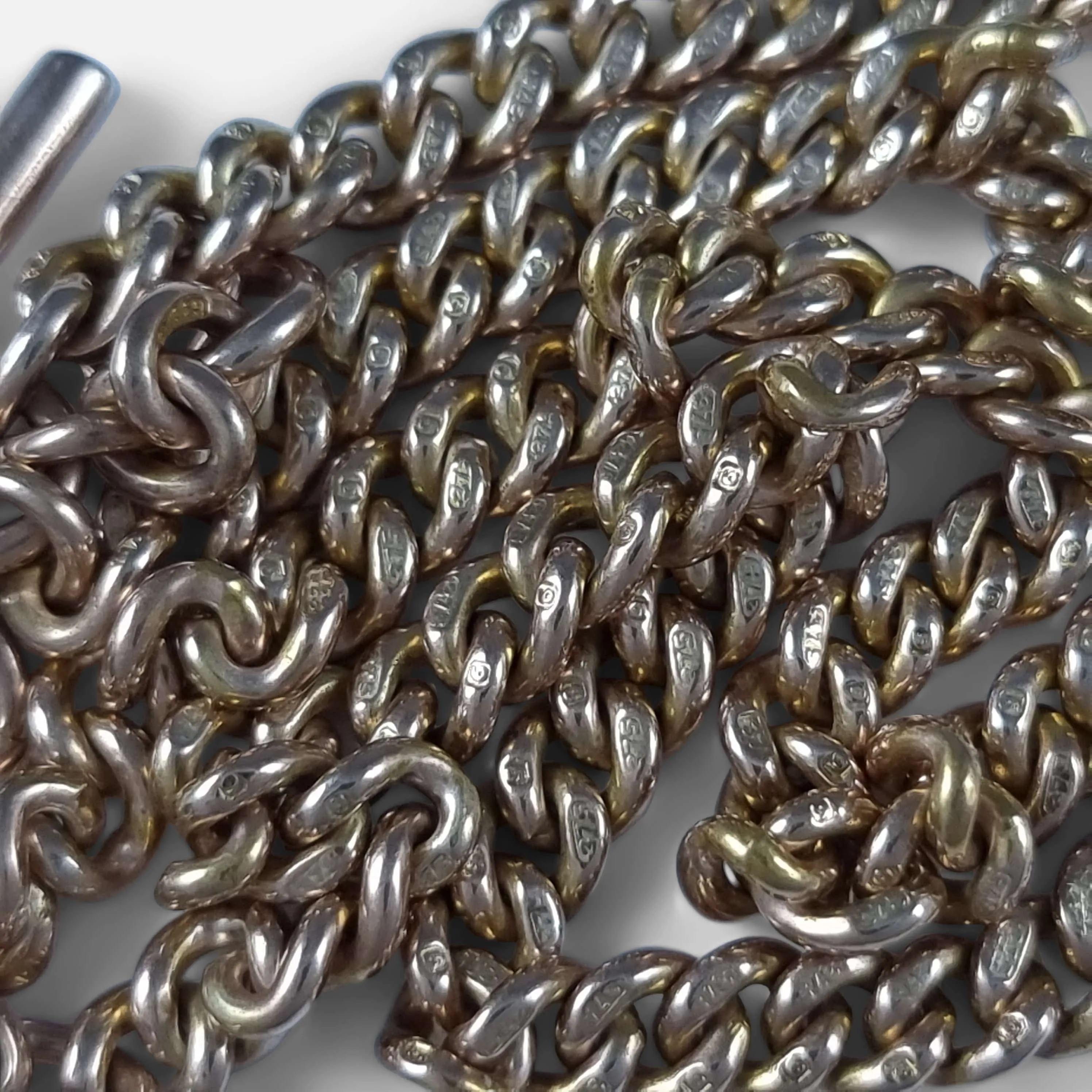 9ct Yellow Gold Double Albert Watch Chain - 32.0 grams