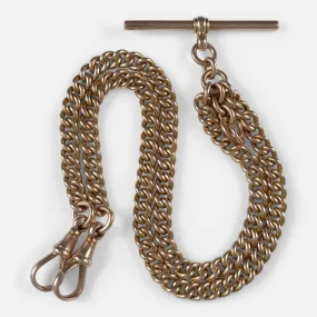 9ct Yellow Gold Double Albert Watch Chain - 32.0 grams