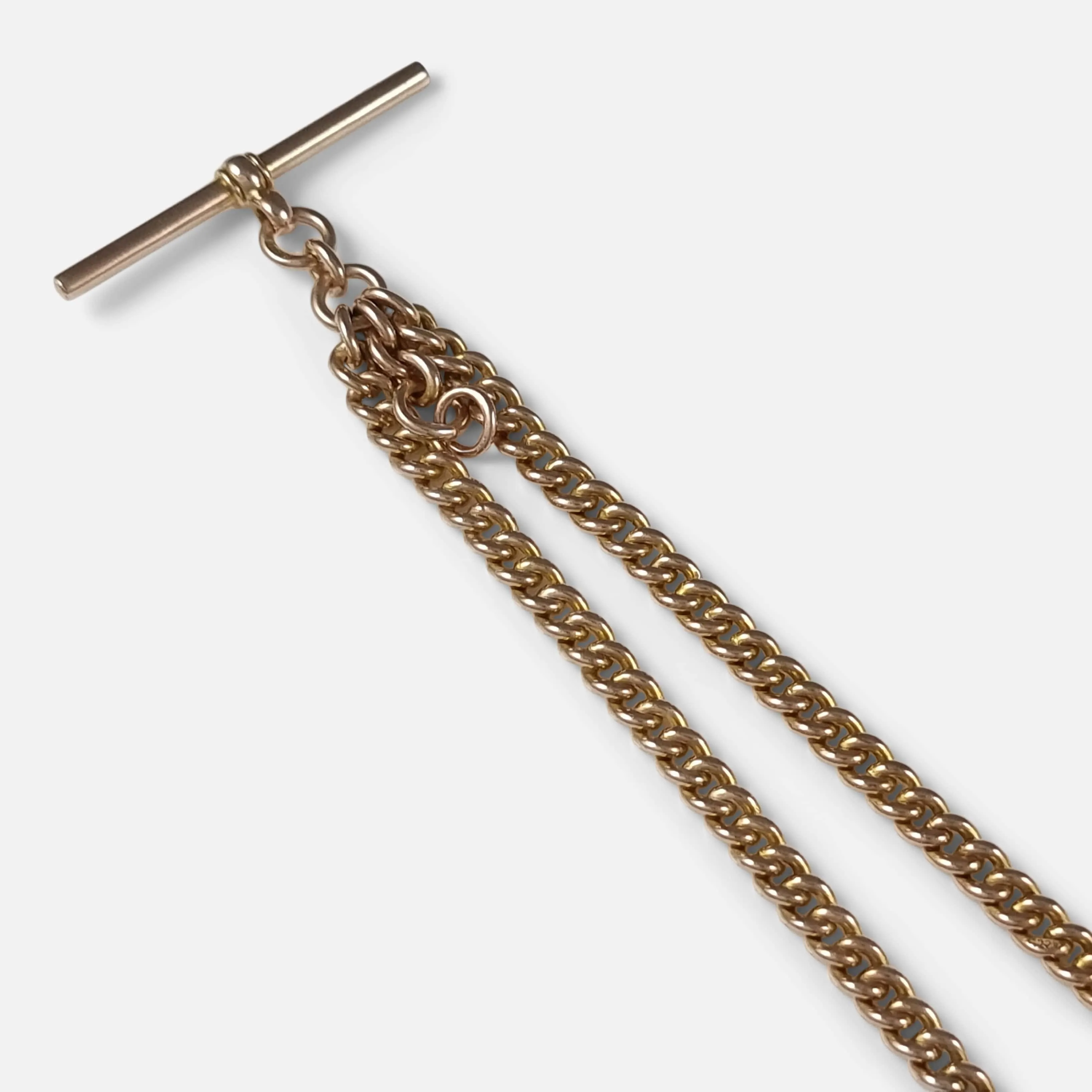 9ct Yellow Gold Double Albert Watch Chain - 32.0 grams