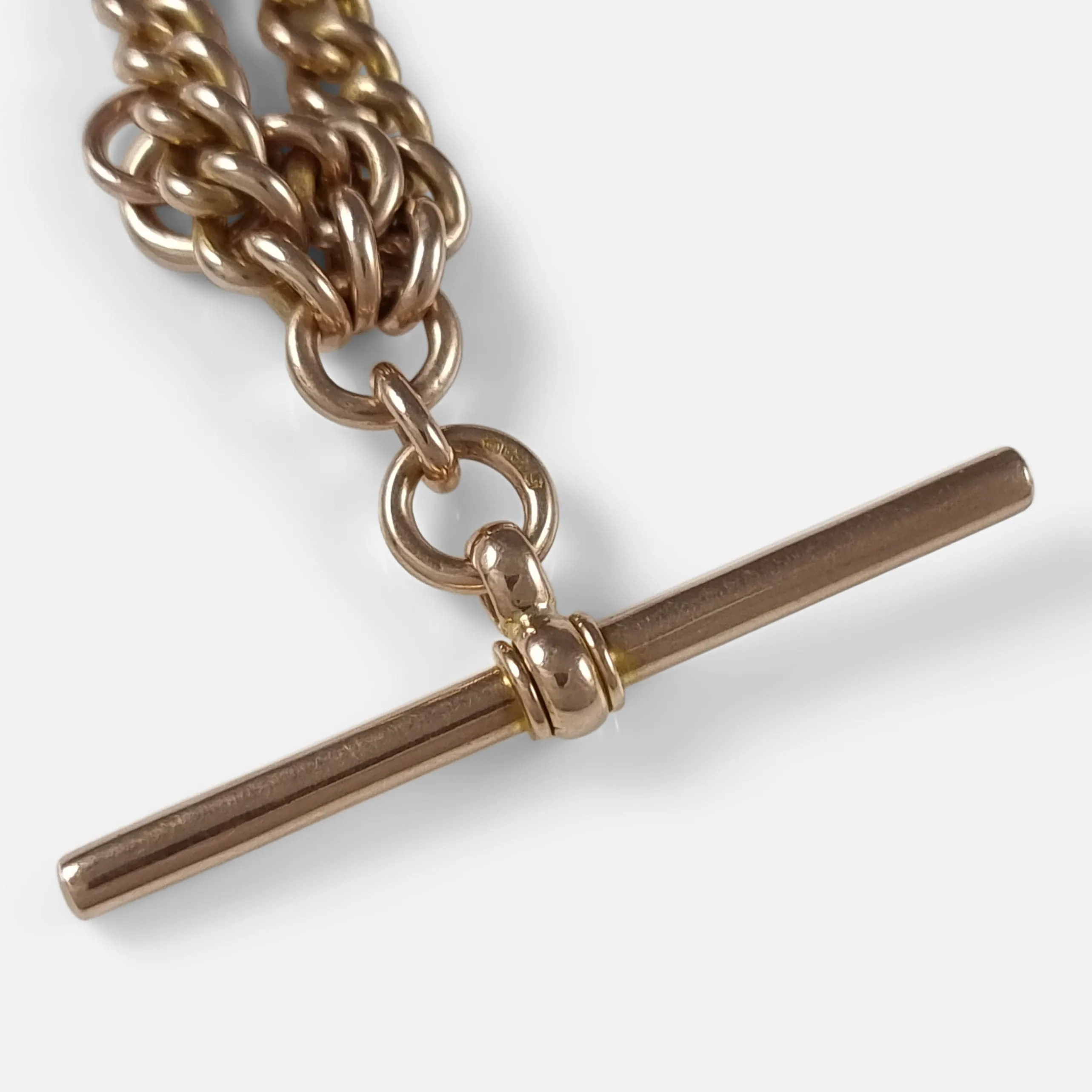 9ct Yellow Gold Double Albert Watch Chain - 32.0 grams