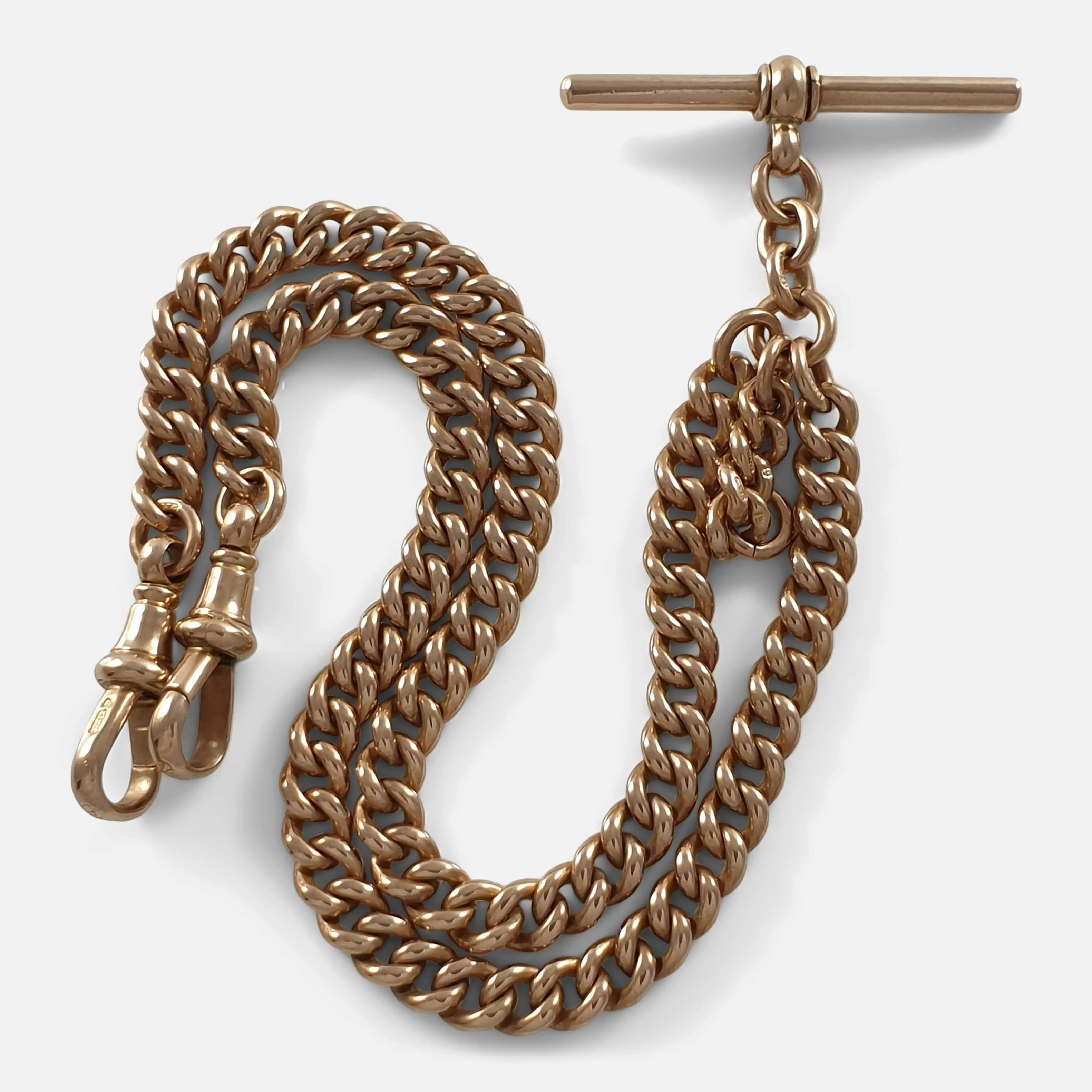 9ct Yellow Gold Double Albert Watch Chain, 37.5 grams