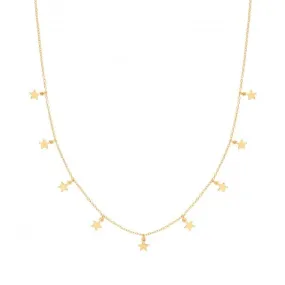 Acotis Silver Necklace Yel Gold Plated Star Charms G3371GP