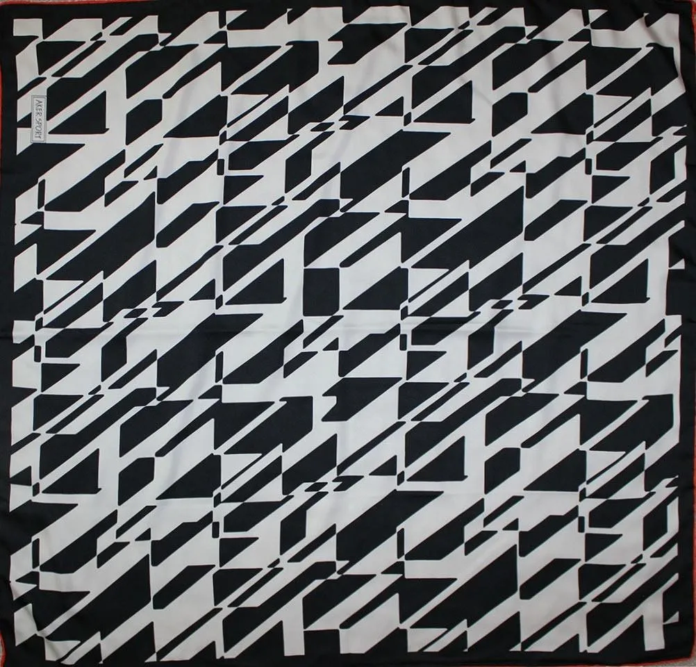 Aker Satin Square Hijab Scarf 6749 963 Black / White