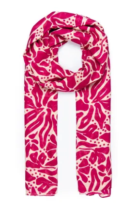 Allie Lightweight Scarf - Fuchsia/Cream, Floral