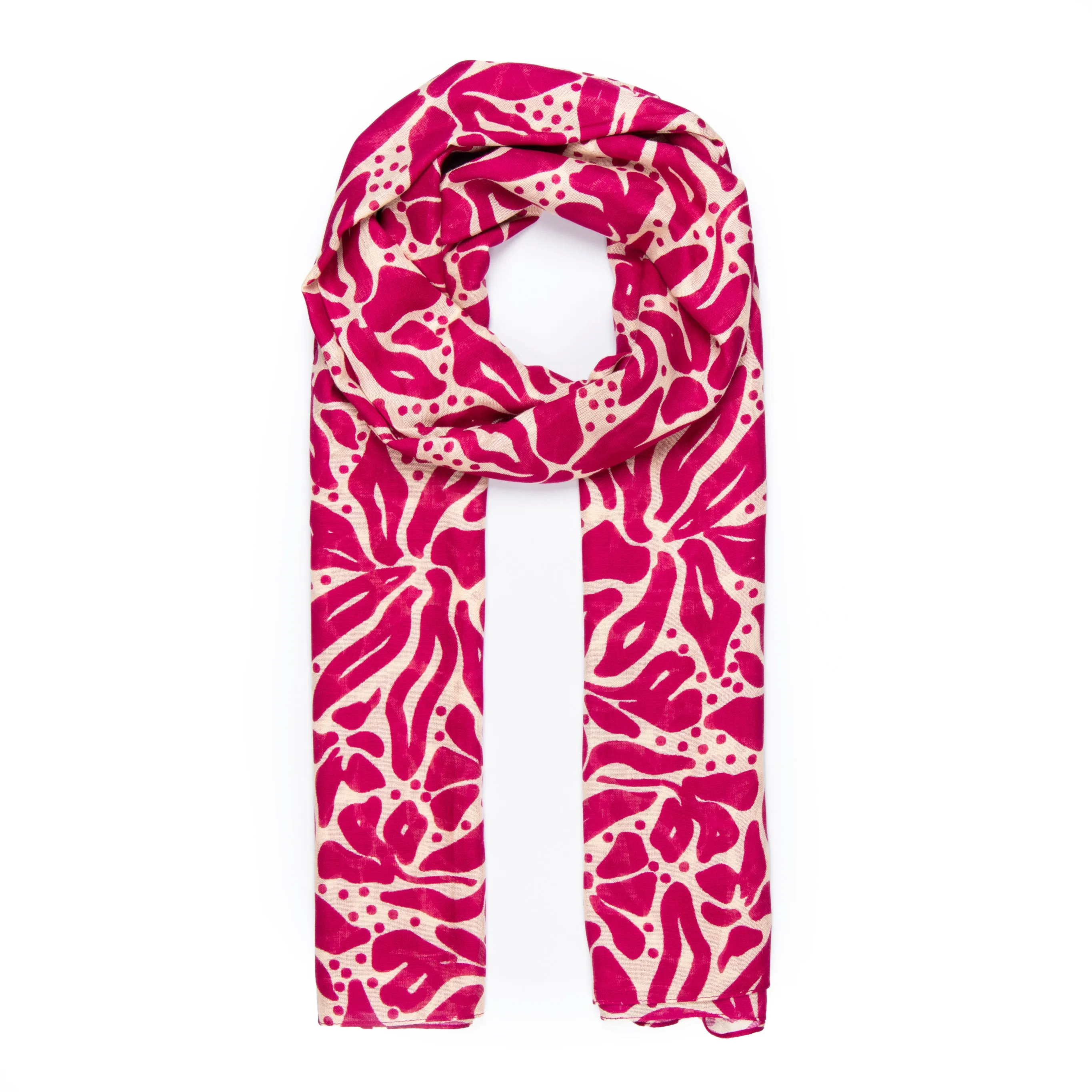 Allie Lightweight Scarf - Fuchsia/Cream, Floral