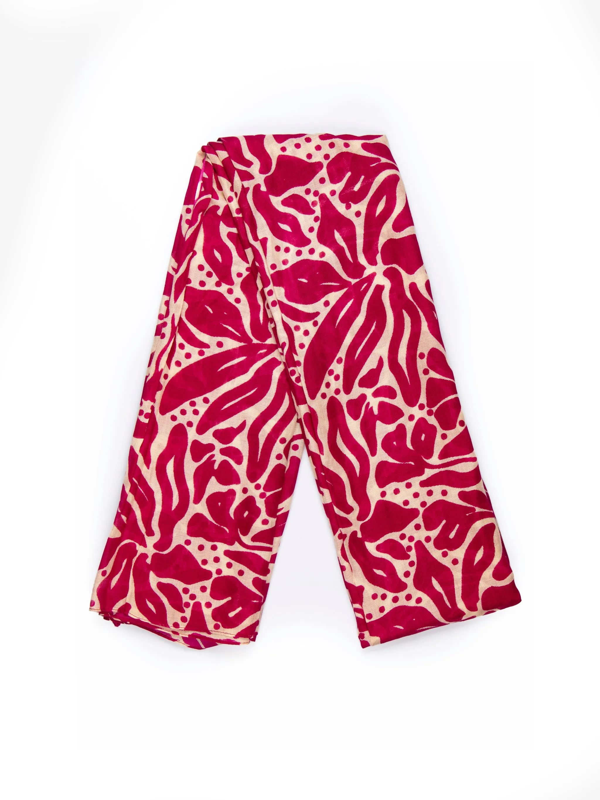 Allie Lightweight Scarf - Fuchsia/Cream, Floral