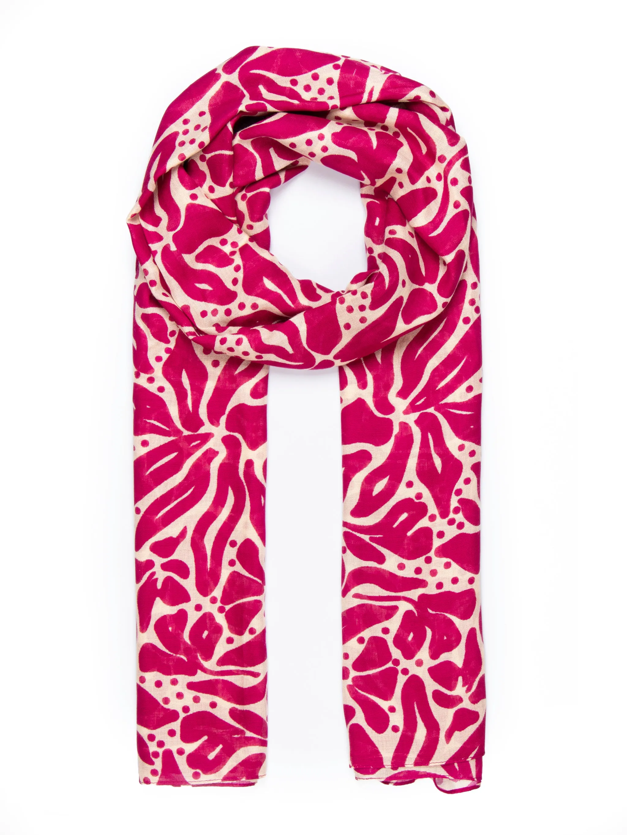 Allie Lightweight Scarf - Fuchsia/Cream, Floral