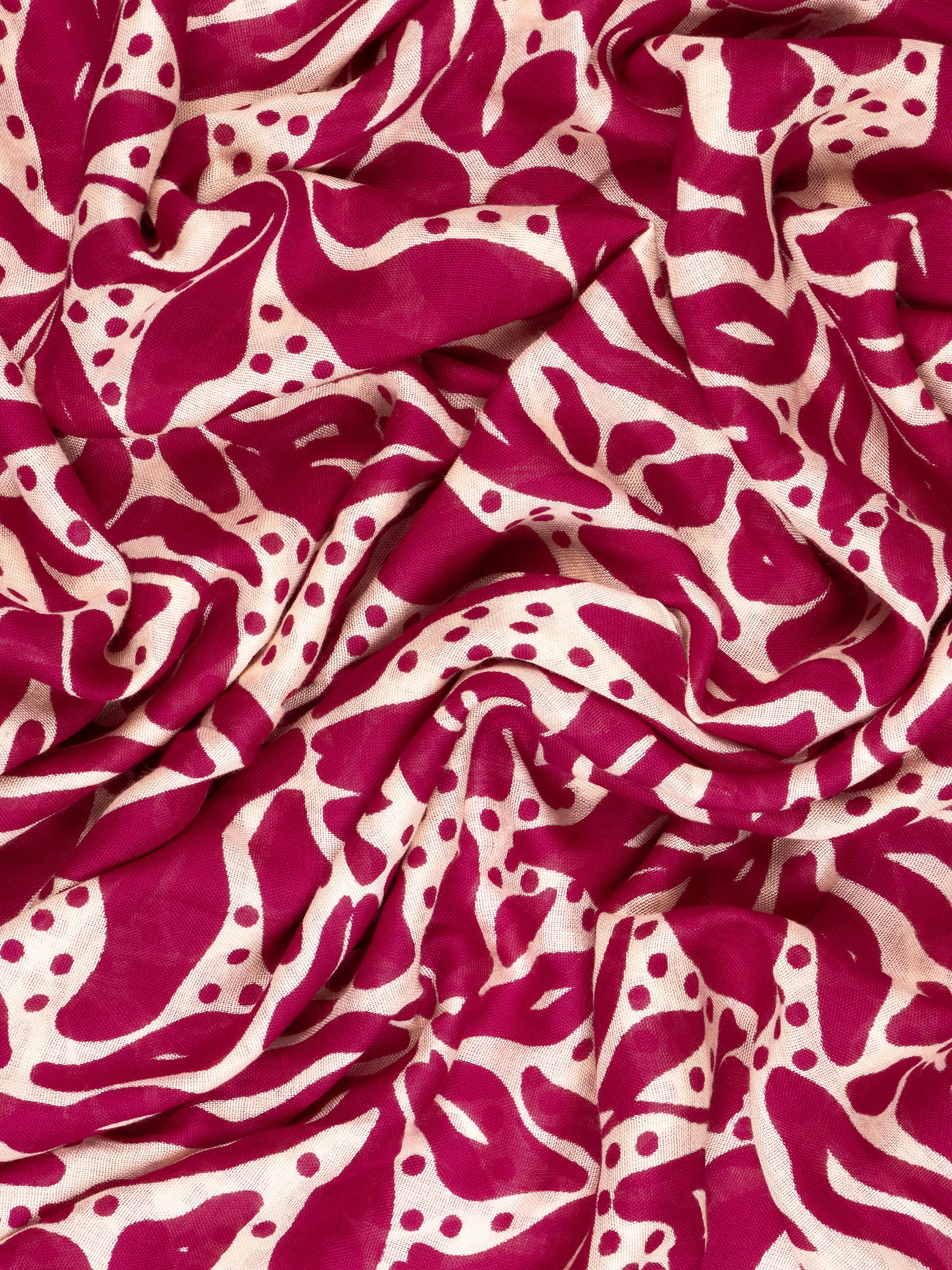 Allie Lightweight Scarf - Fuchsia/Cream, Floral