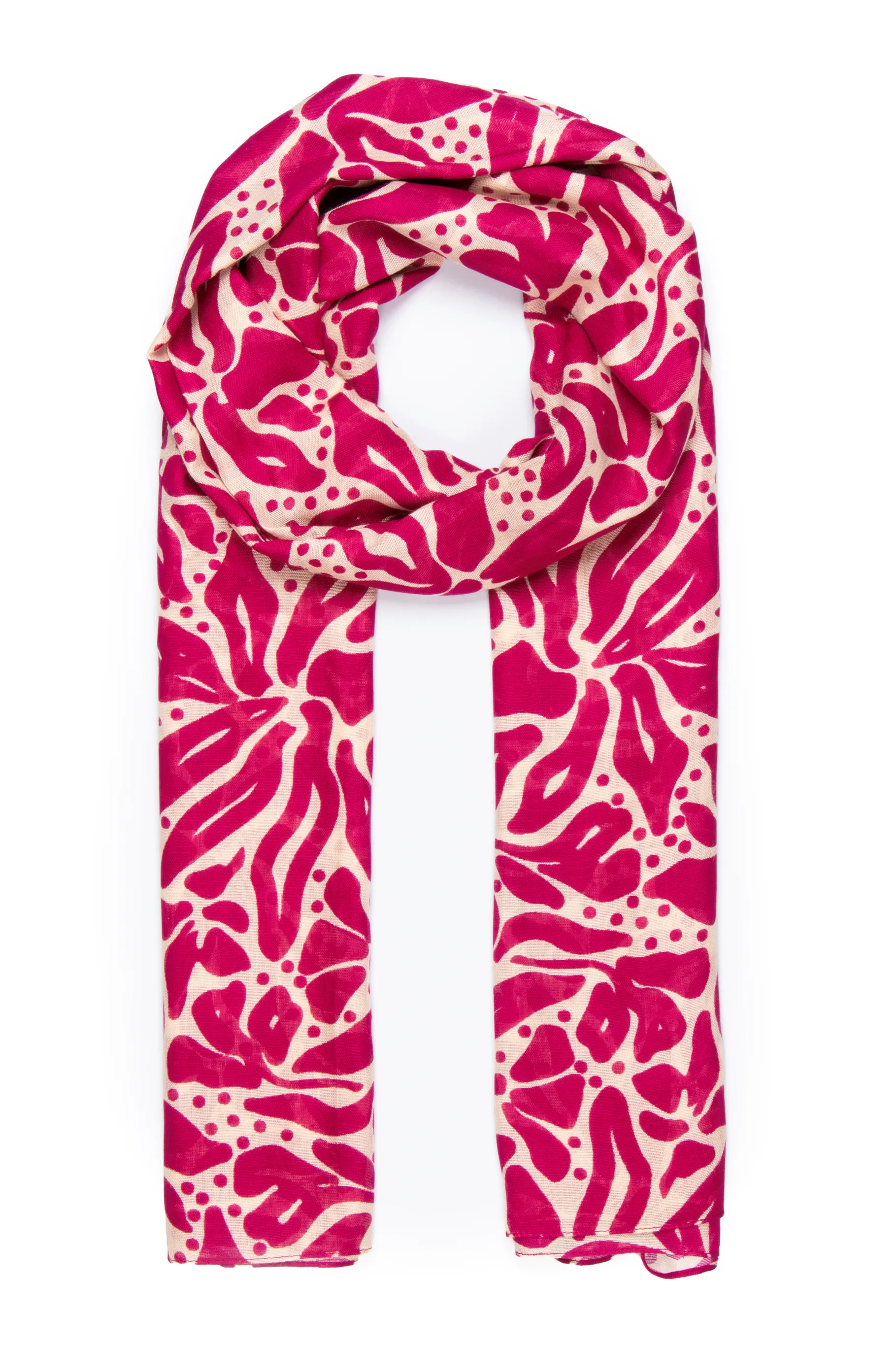 Allie Lightweight Scarf - Fuchsia/Cream, Floral