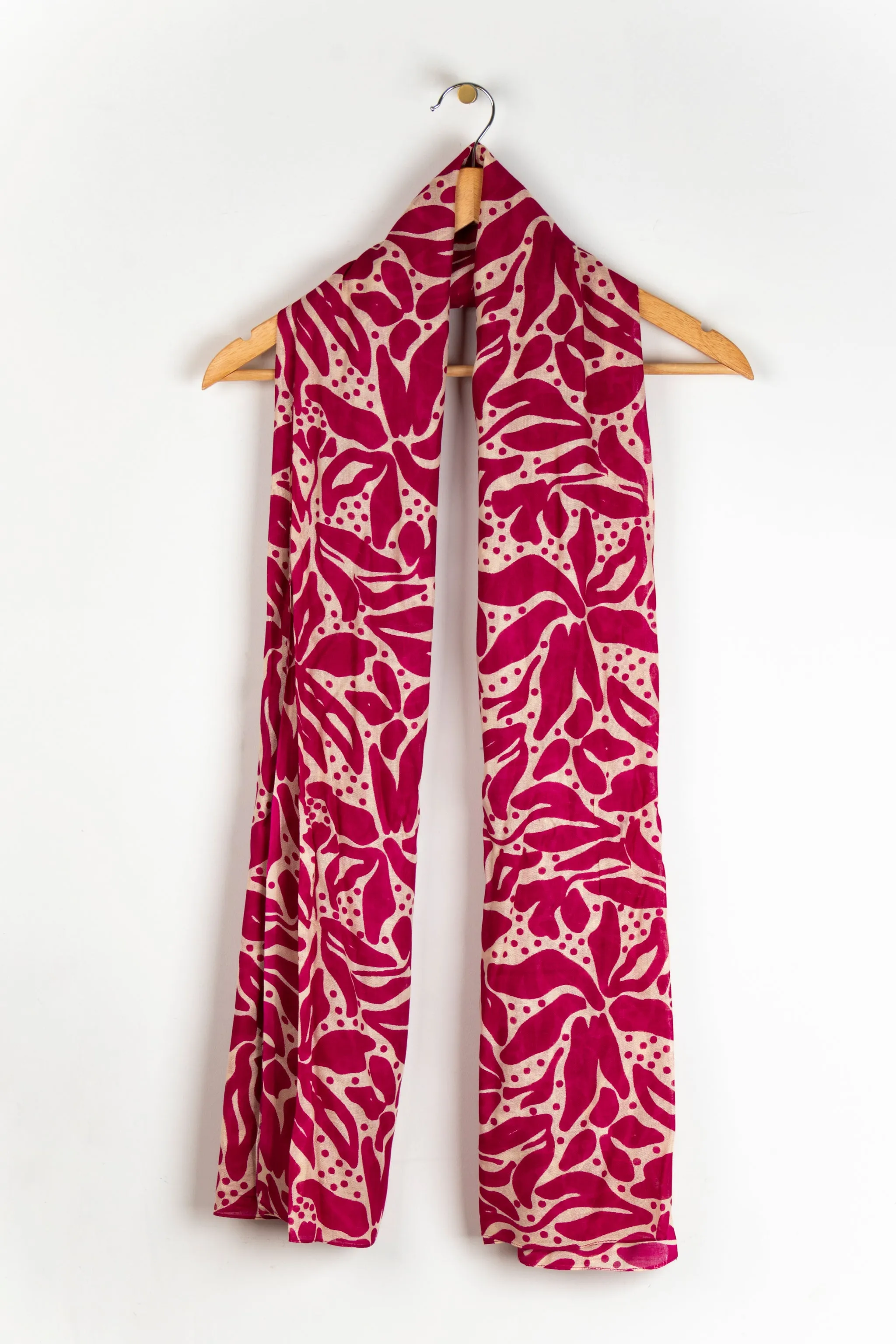 Allie Lightweight Scarf - Fuchsia/Cream, Floral