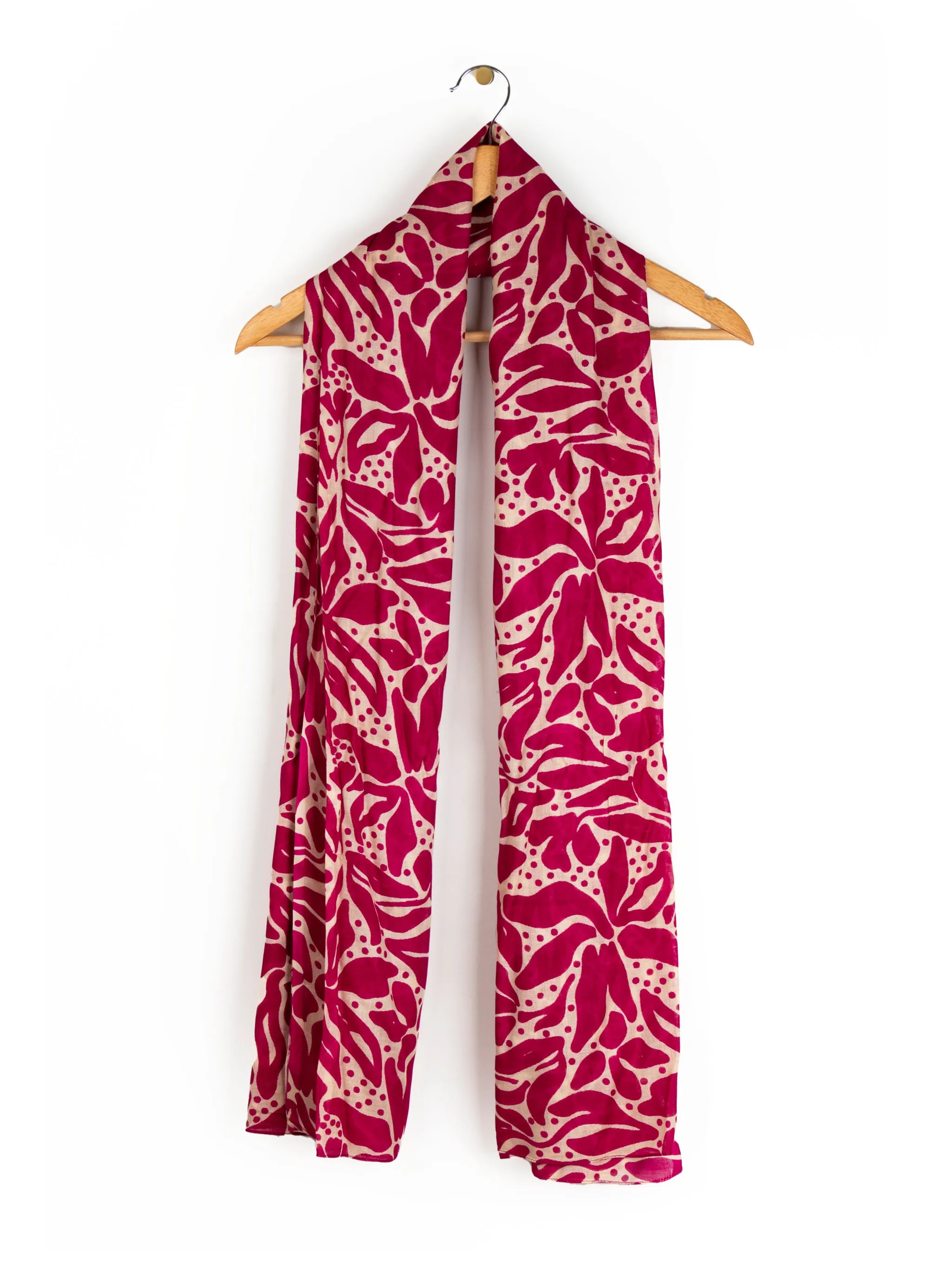 Allie Lightweight Scarf - Fuchsia/Cream, Floral