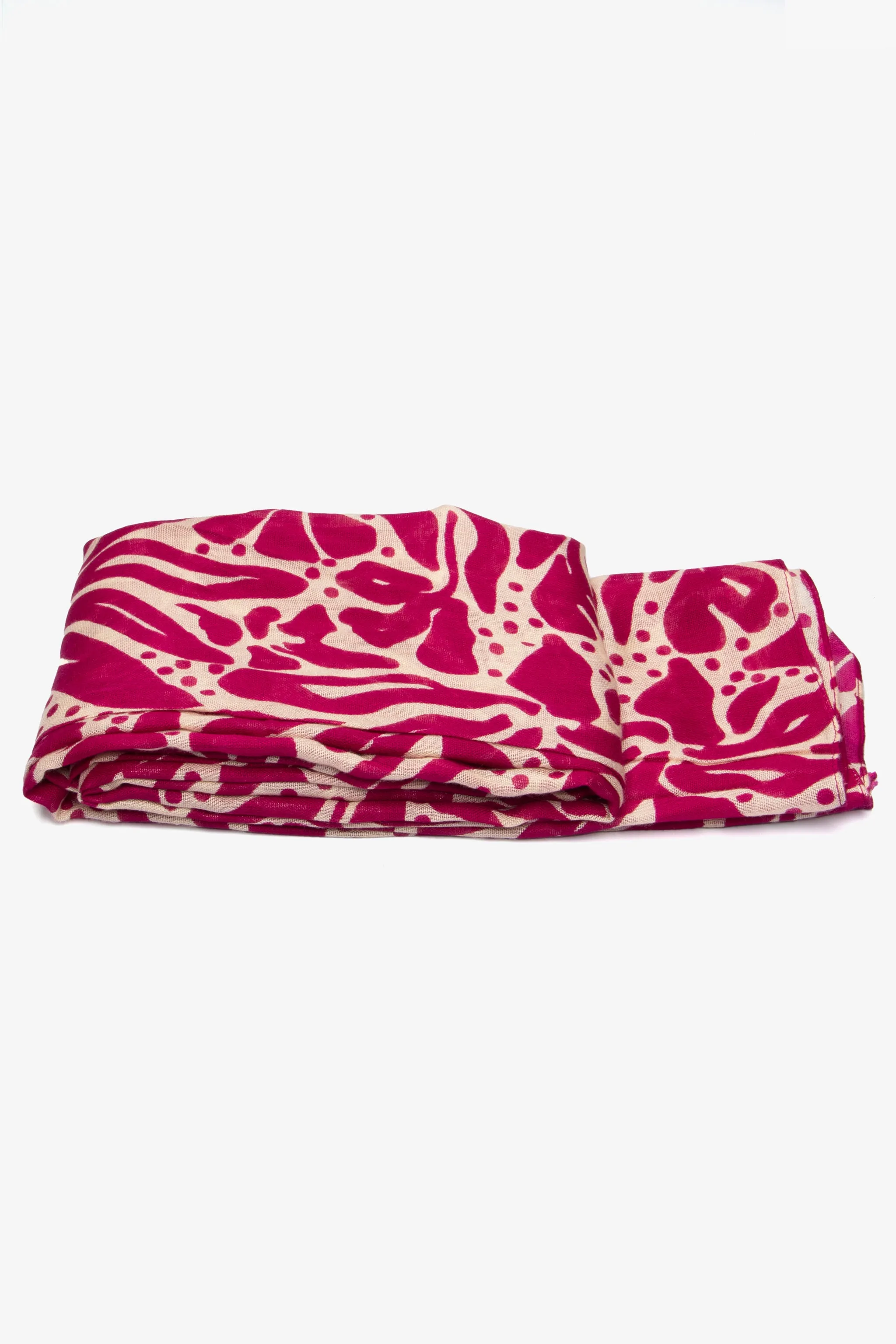 Allie Lightweight Scarf - Fuchsia/Cream, Floral