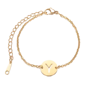Alphabet Bracelet Gold Plated - Letter Y