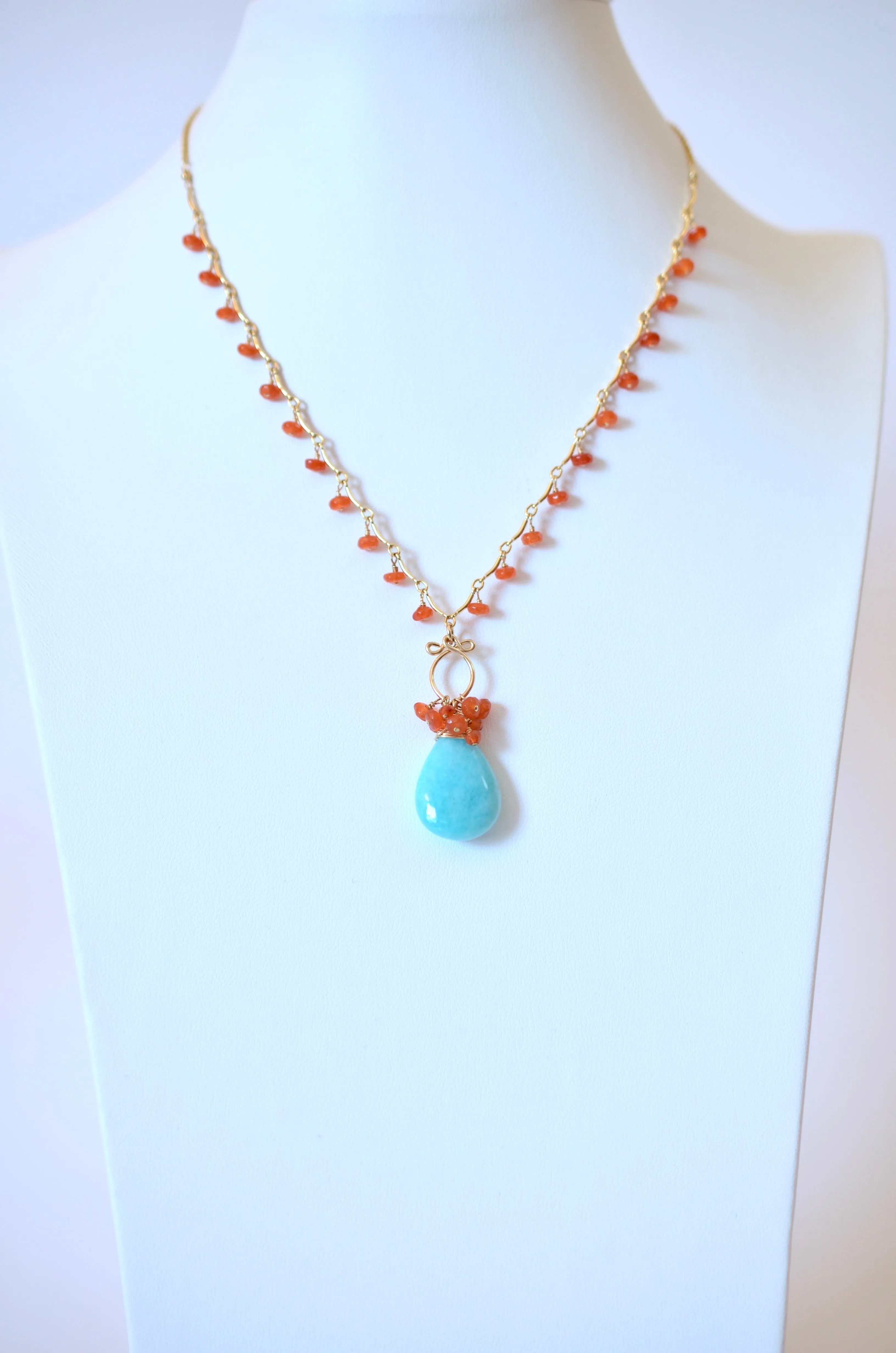 Anitta - Amazonite, Carnelian 14k Gold Filled Necklace