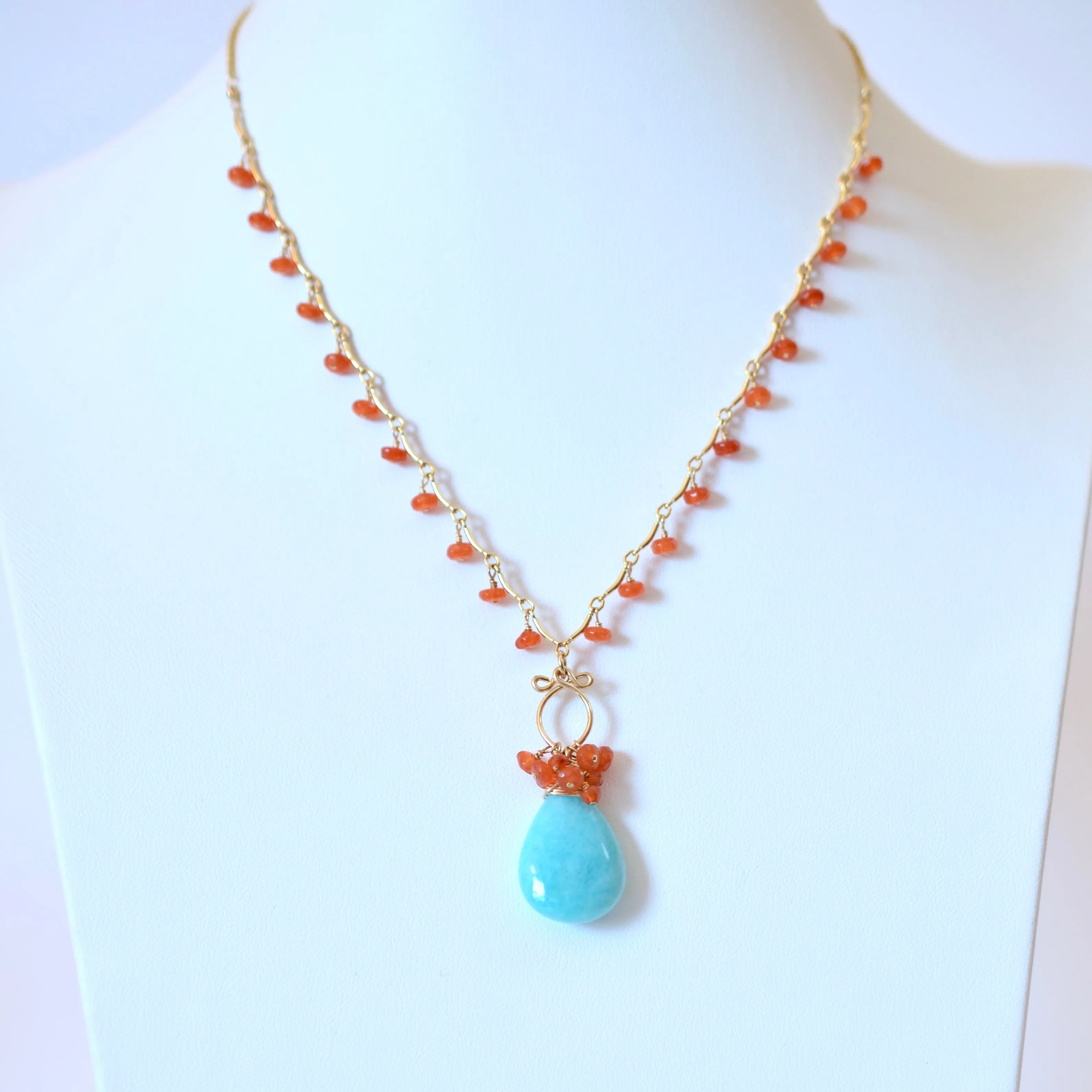 Anitta - Amazonite, Carnelian 14k Gold Filled Necklace