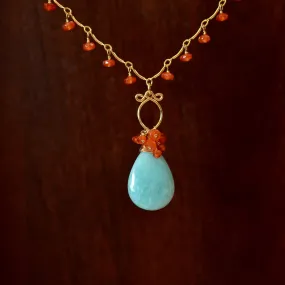 Anitta - Amazonite, Carnelian 14k Gold Filled Necklace