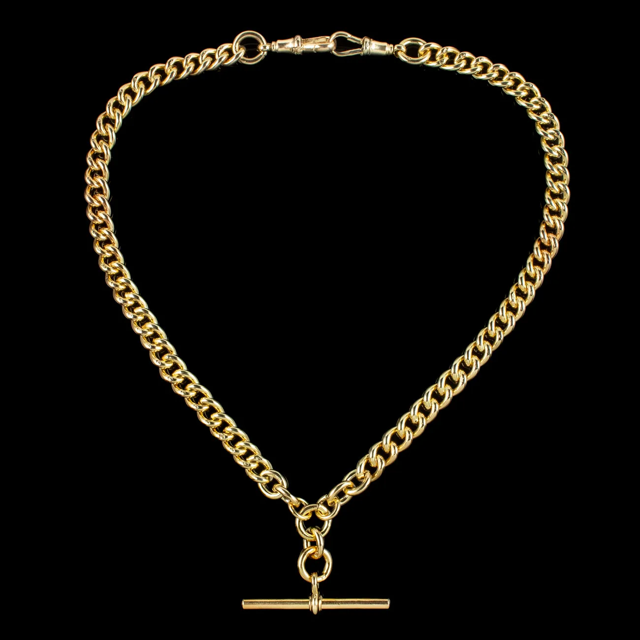 Antique Edwardian Albert Chain Silver 18ct Gold Gilt Dated 1910