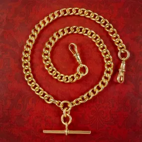 Antique Edwardian Albert Chain Silver 18ct Gold Gilt Dated 1910
