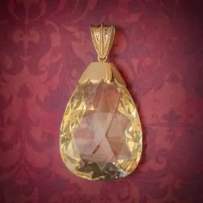 Antique Victorian Citrine Pendant 50Ct Citrine 9Ct Gold Circa 1900