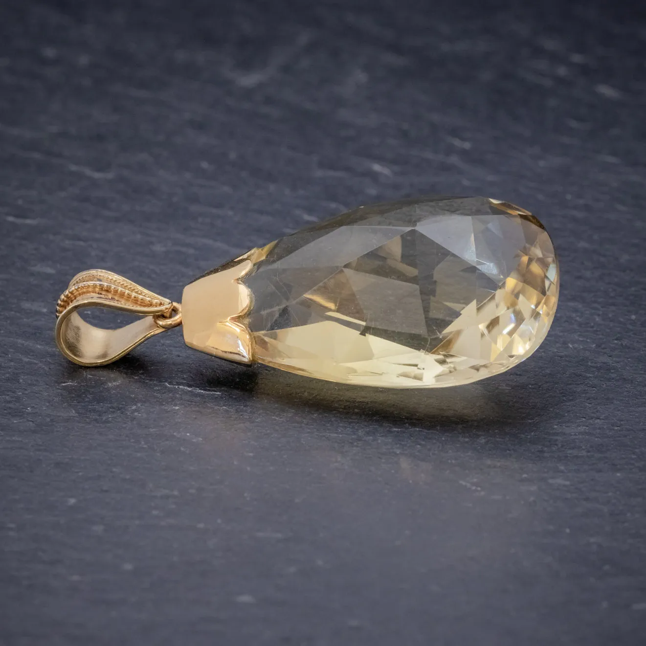 Antique Victorian Citrine Pendant 50Ct Citrine 9Ct Gold Circa 1900