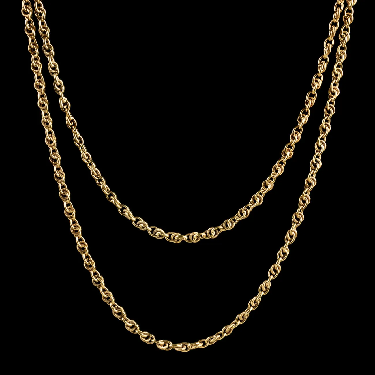 Antique Victorian French Guard Chain Gold On Silver