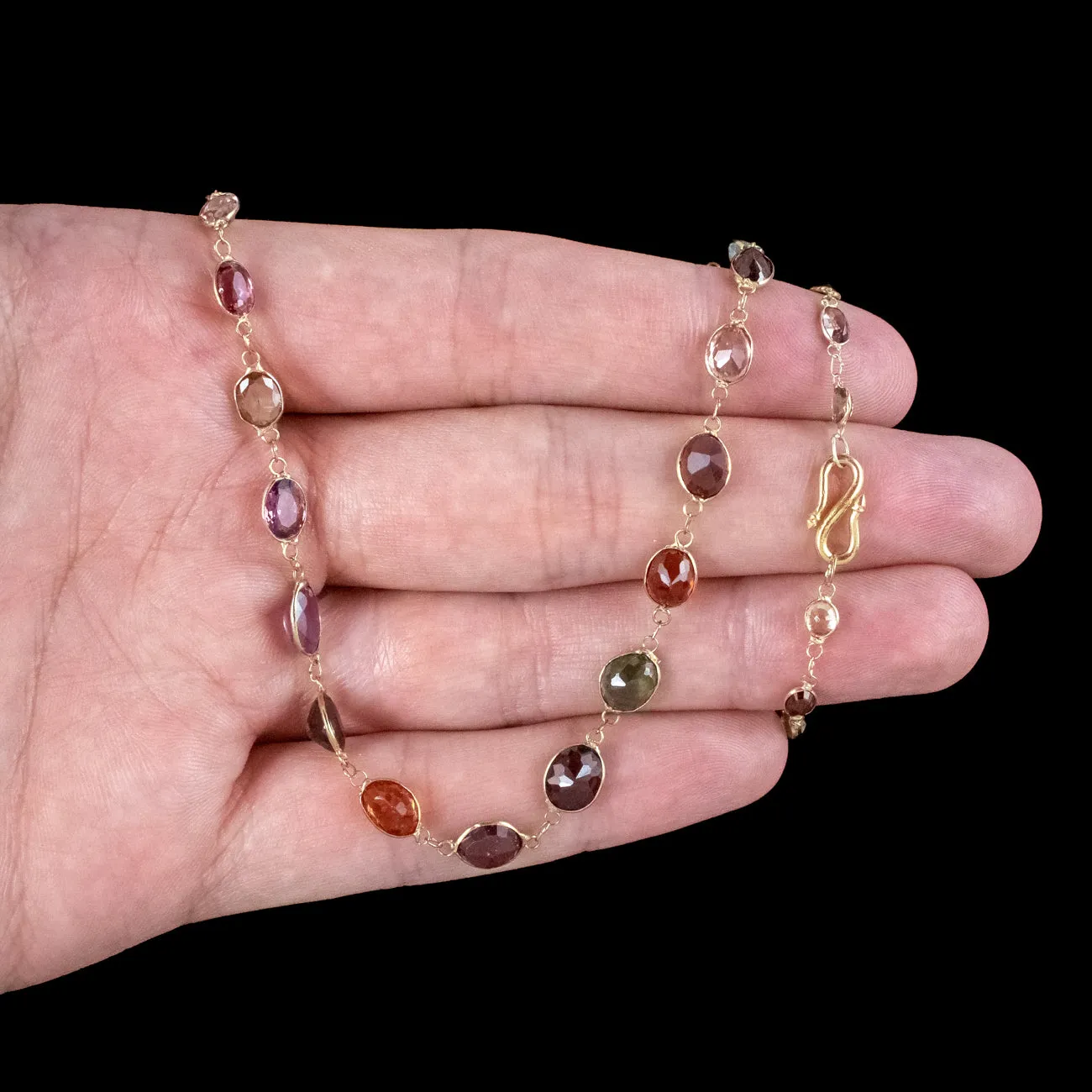 Antique Victorian Harlequin Gemstone Chain Necklace