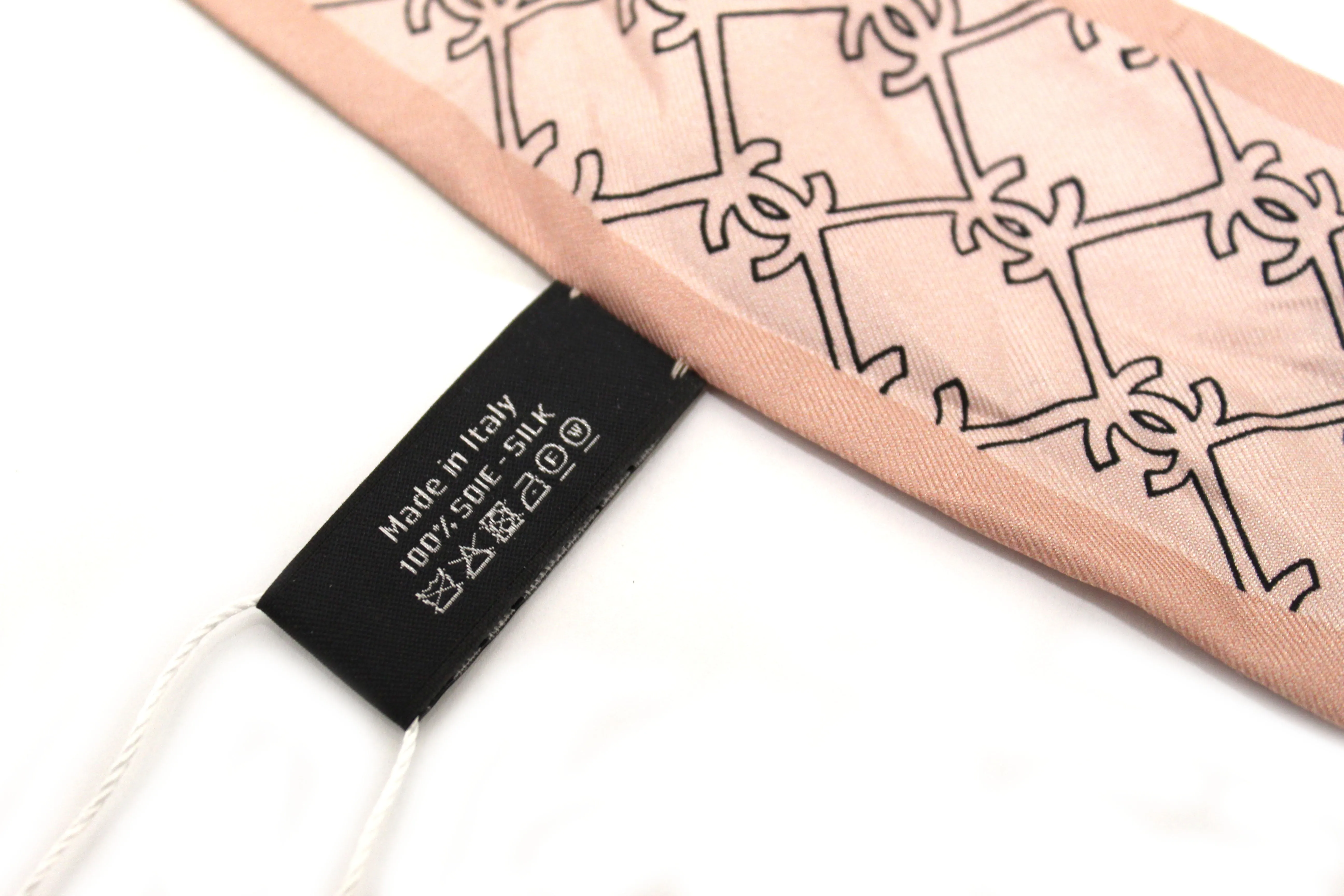 Authentic Chanel Pink Lucky Charm Silk Twilly Bandeau Scarf