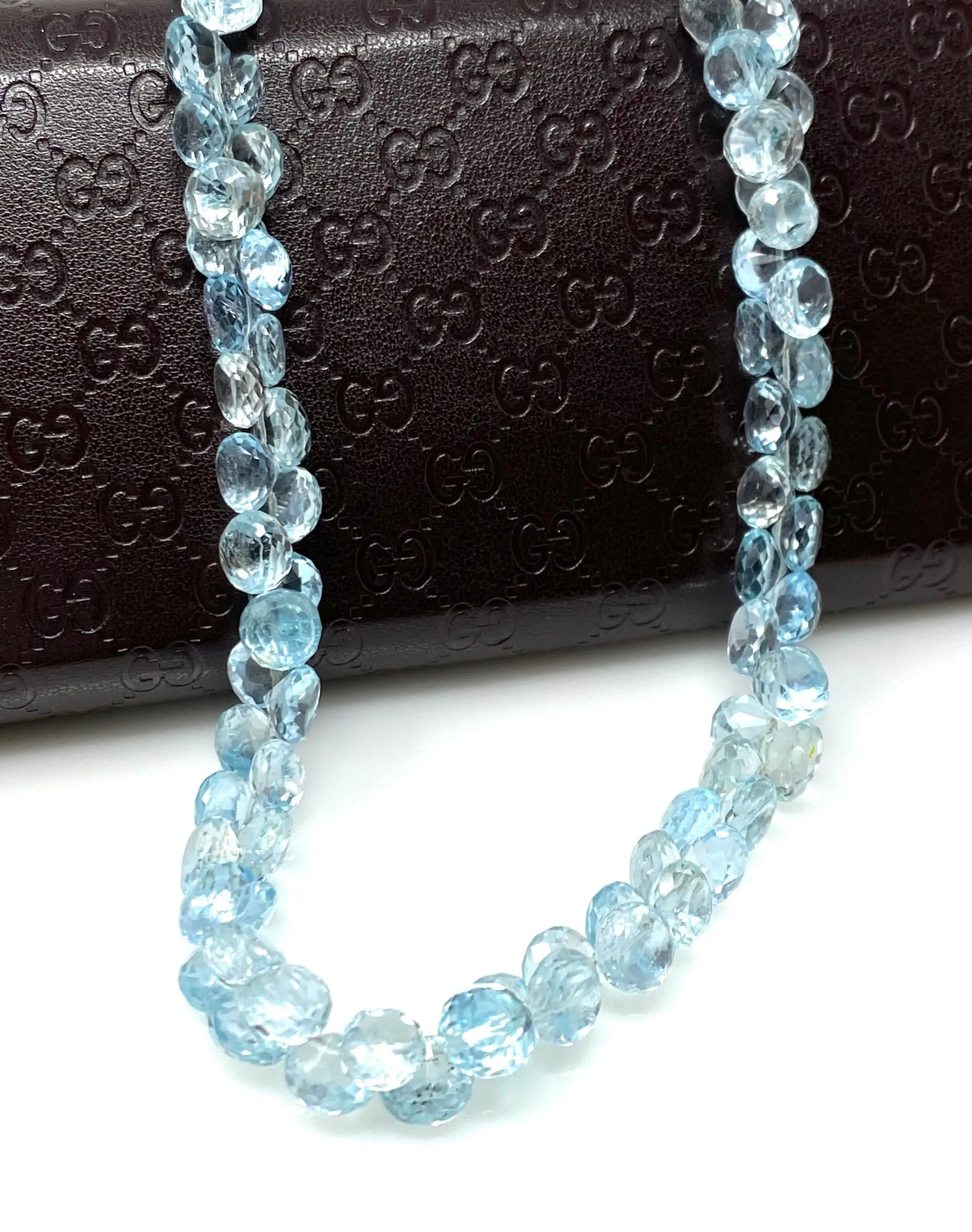 Azure Topaz Elegance Necklace with Dazzling Diamond Clasp - 17.25” Timeless Charm