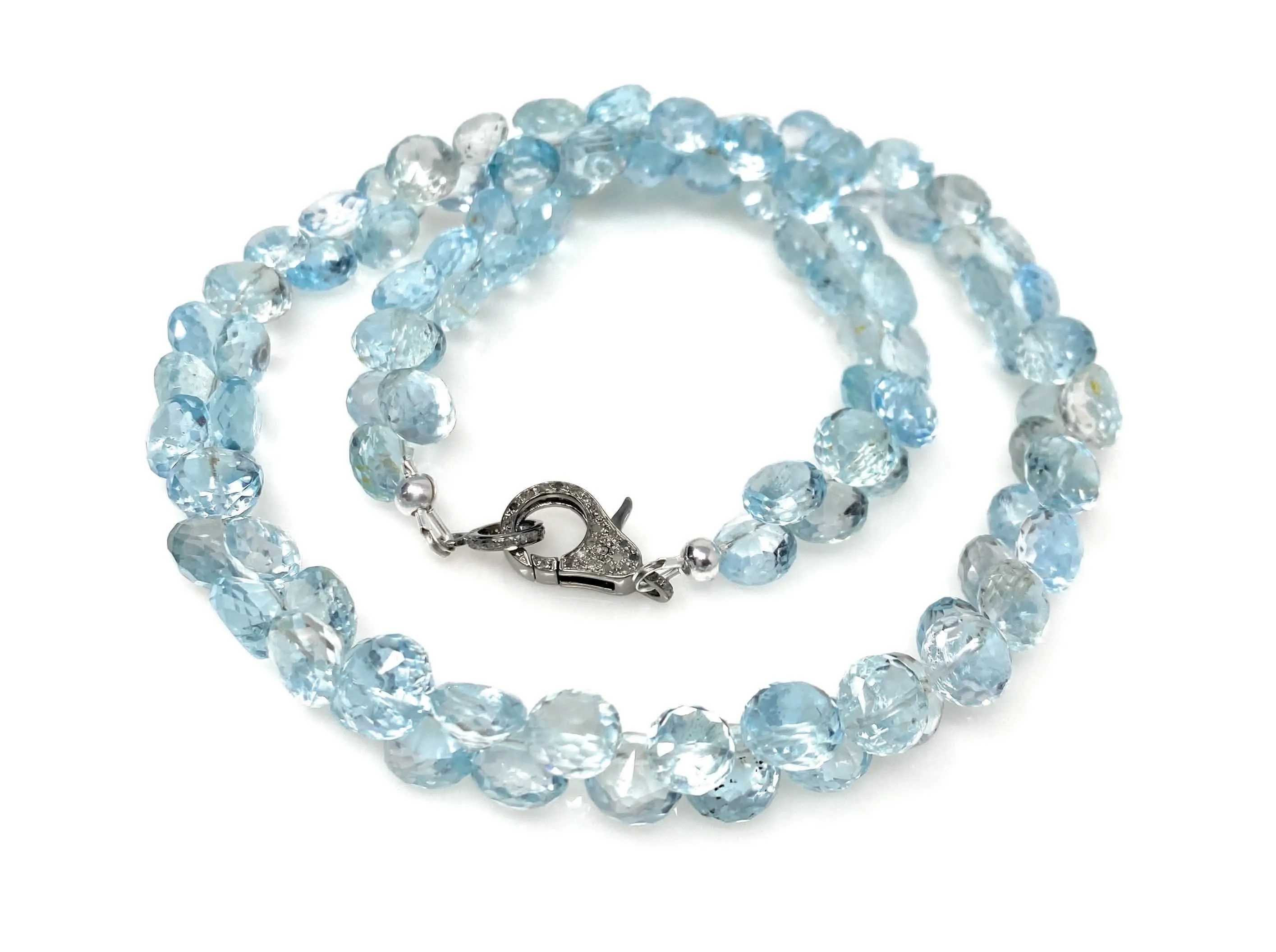 Azure Topaz Elegance Necklace with Dazzling Diamond Clasp - 17.25” Timeless Charm