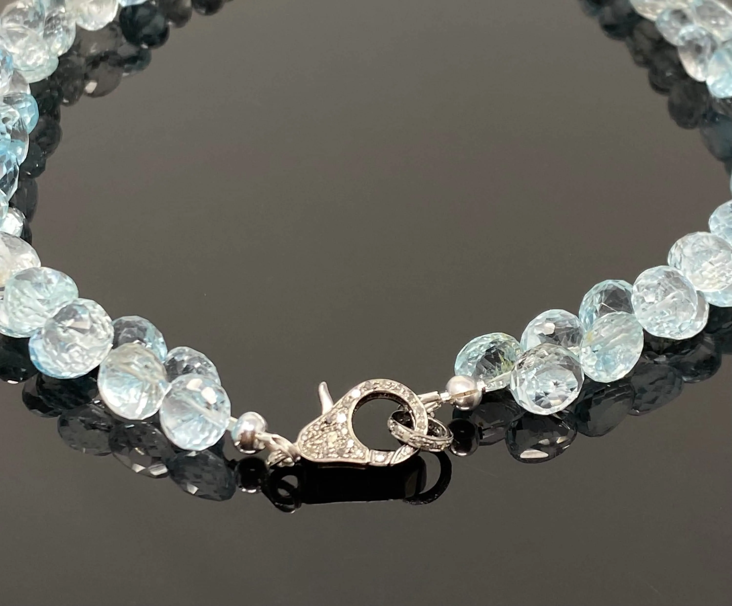 Azure Topaz Elegance Necklace with Dazzling Diamond Clasp - 17.25” Timeless Charm