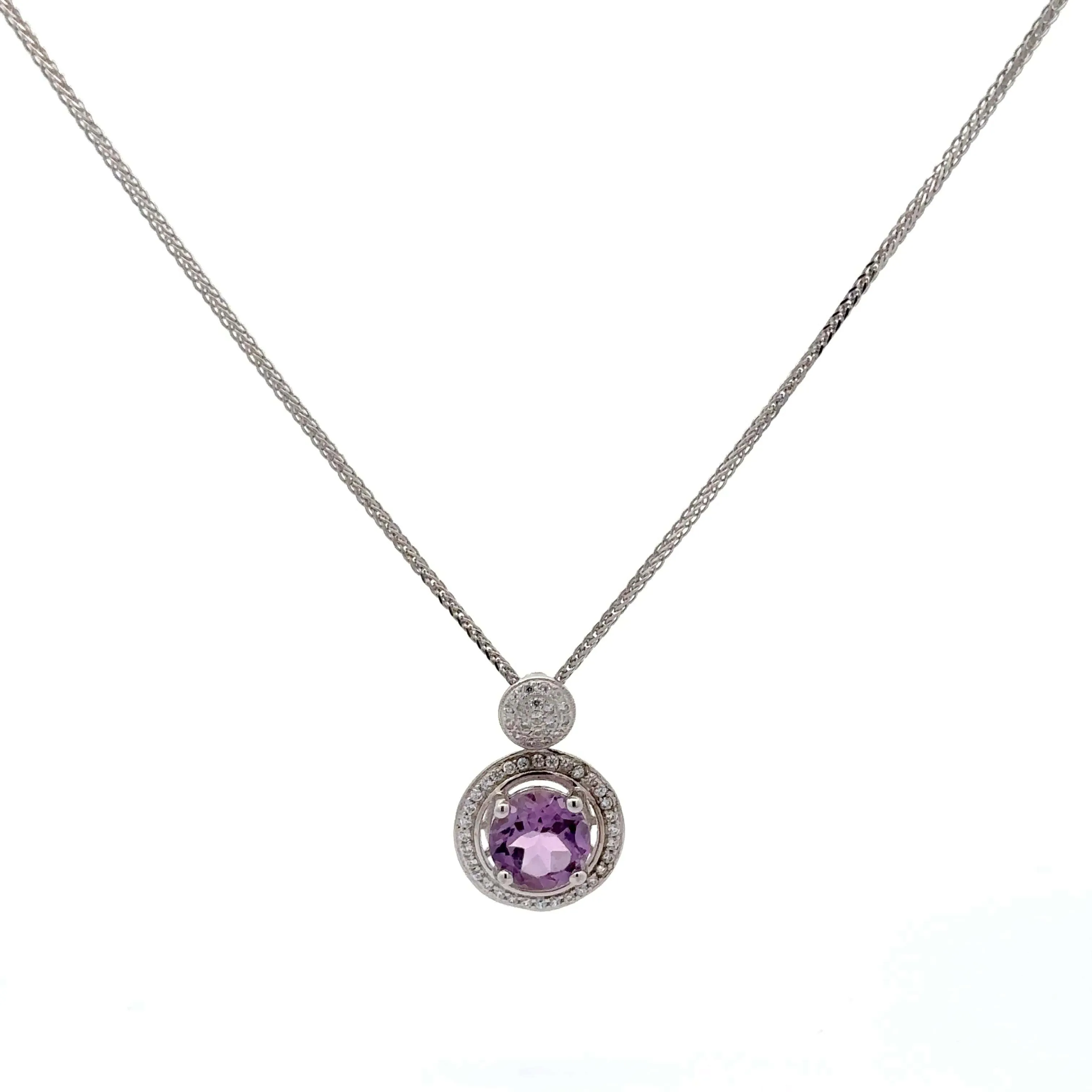 Baikalla™ Classic Sterling Silver Natural Amethyst Citrine Necklace With CZ