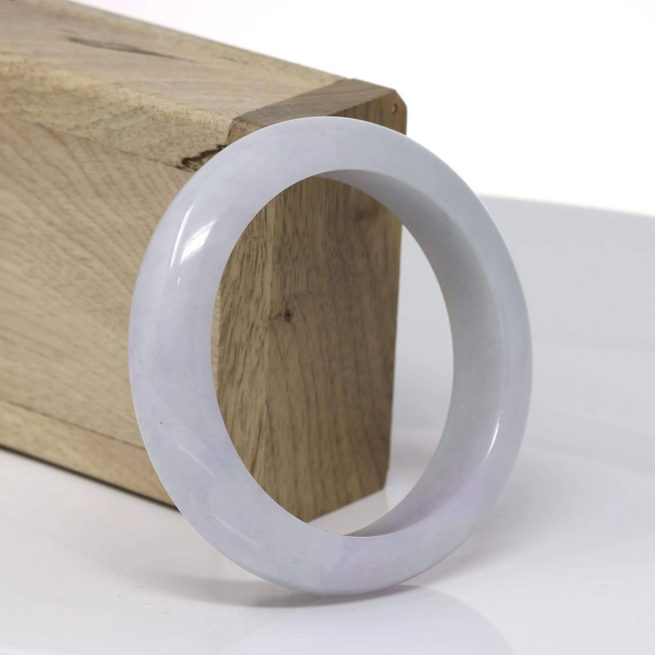 Baikalla™ "Classic Bangle" Genuine Burmese Light Lavender Jadeite Jade Bangle Bracelet (55.34mm) #526