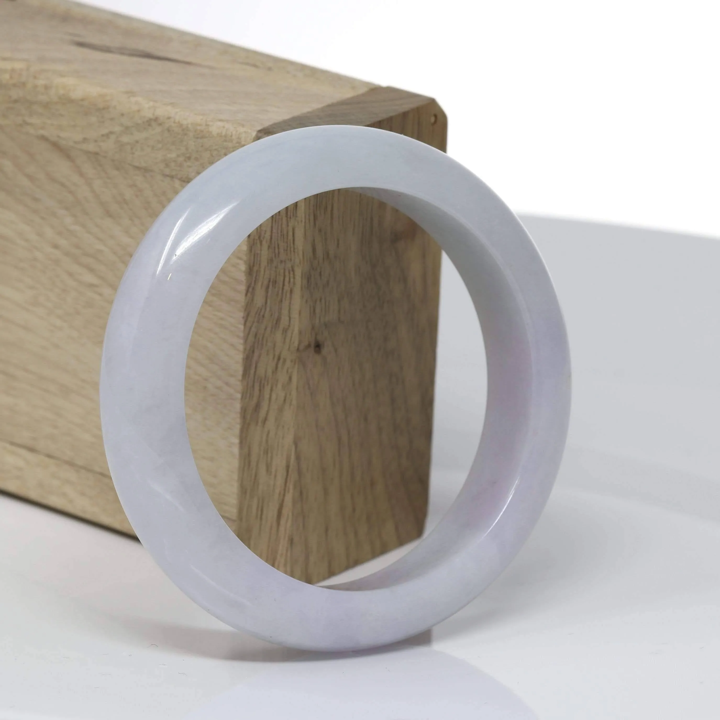 Baikalla™ "Classic Bangle" Genuine Burmese Light Lavender Jadeite Jade Bangle Bracelet (55.34mm) #526