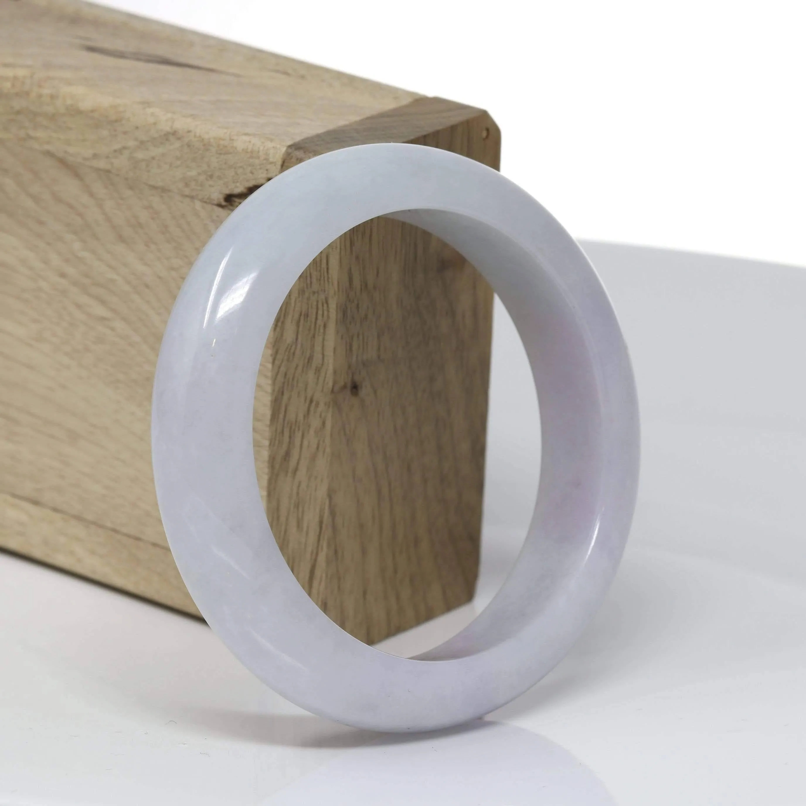 Baikalla™ "Classic Bangle" Genuine Burmese Light Lavender Jadeite Jade Bangle Bracelet (55.34mm) #526