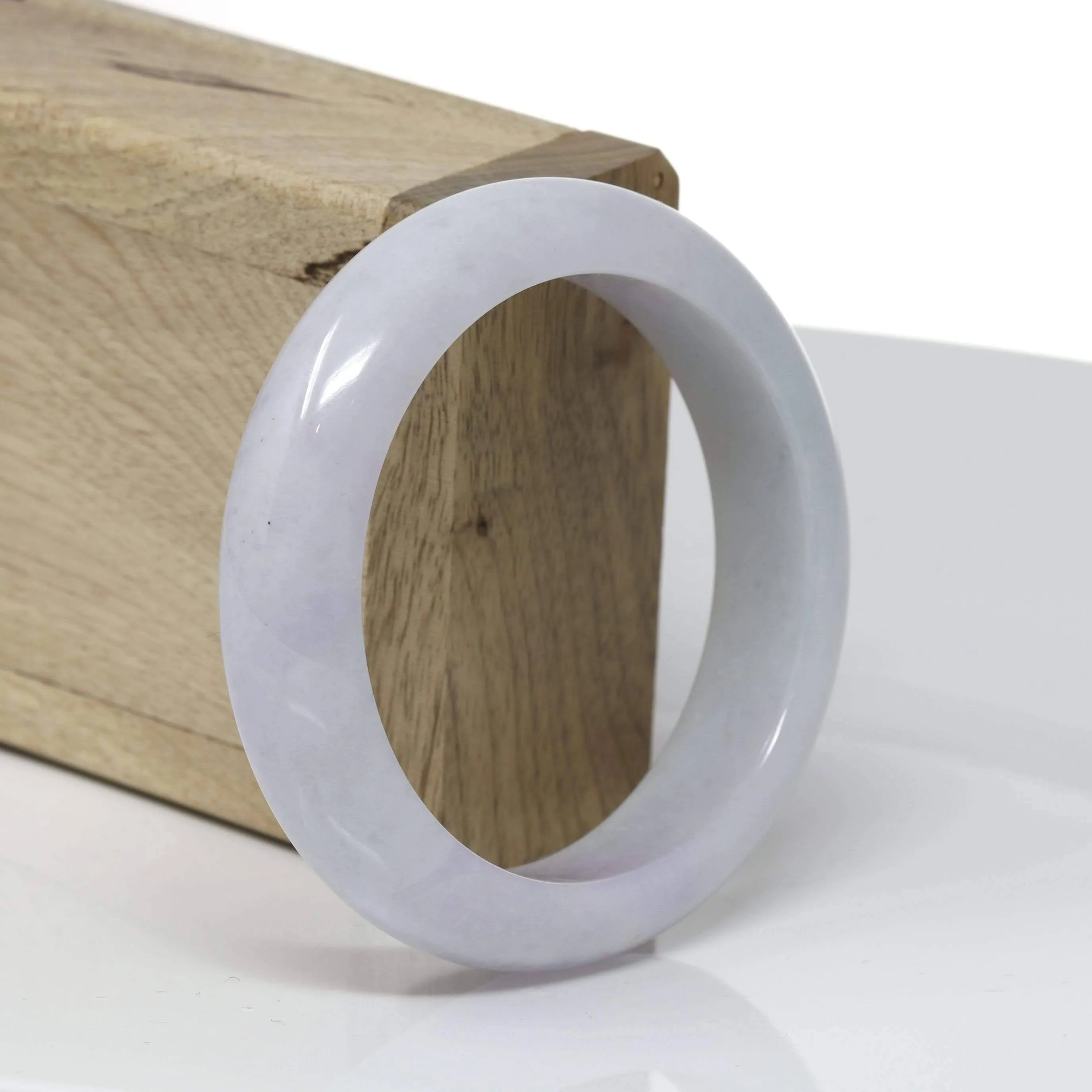 Baikalla™ "Classic Bangle" Genuine Burmese Light Lavender Jadeite Jade Bangle Bracelet (55.34mm) #526