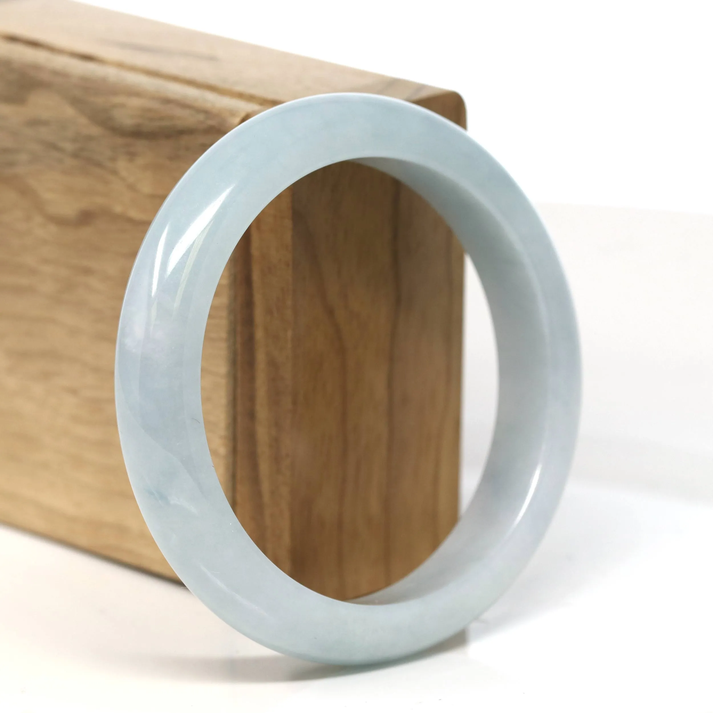 Baikalla "Half Round" Light Lavender Jadeite Jade Bangle Bracelet (56.9 mm) #T503