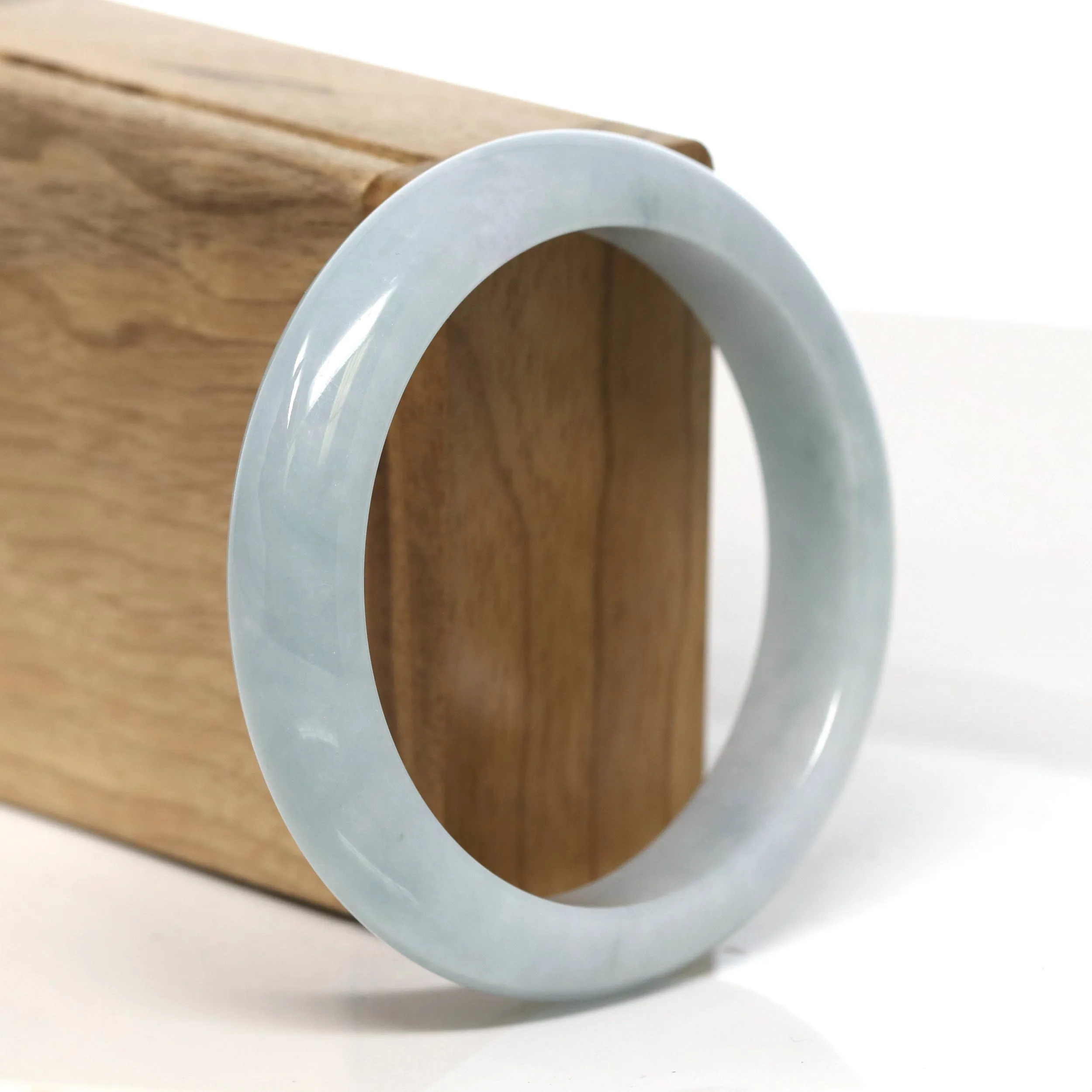 Baikalla "Half Round" Light Lavender Jadeite Jade Bangle Bracelet (56.9 mm) #T503