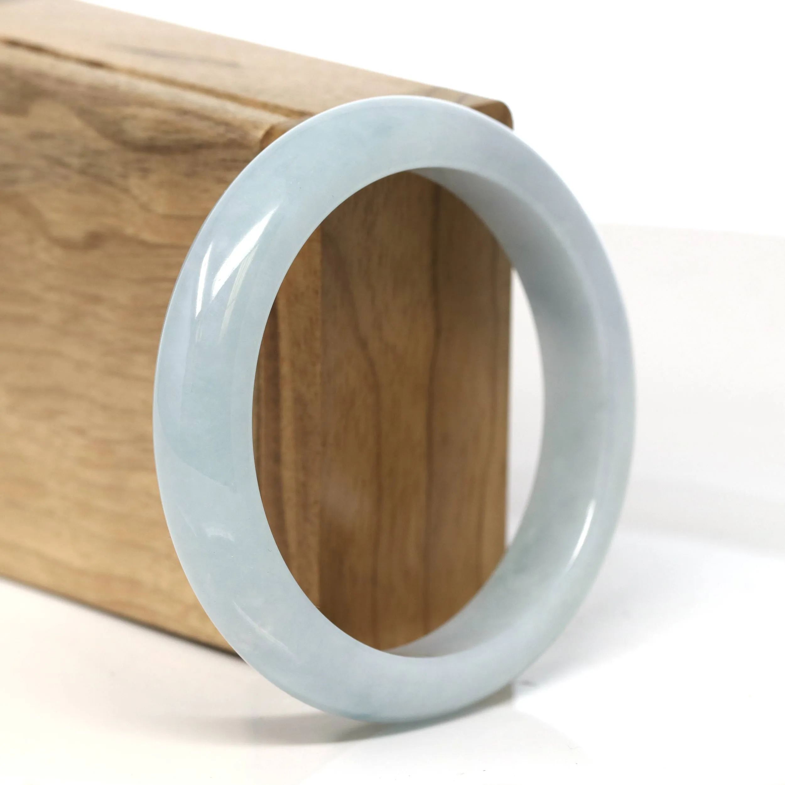 Baikalla "Half Round" Light Lavender Jadeite Jade Bangle Bracelet (56.9 mm) #T503