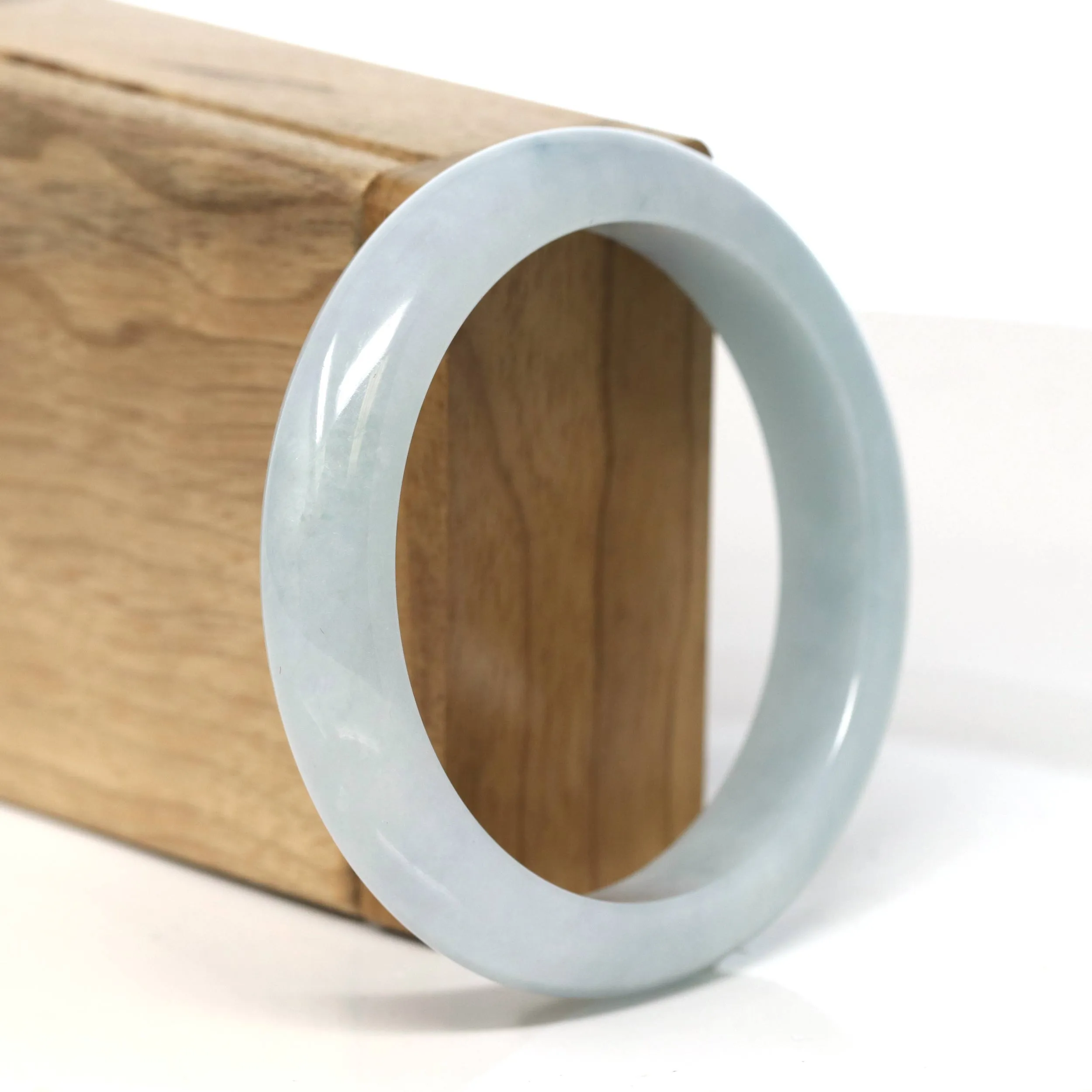 Baikalla "Half Round" Light Lavender Jadeite Jade Bangle Bracelet (56.9 mm) #T503
