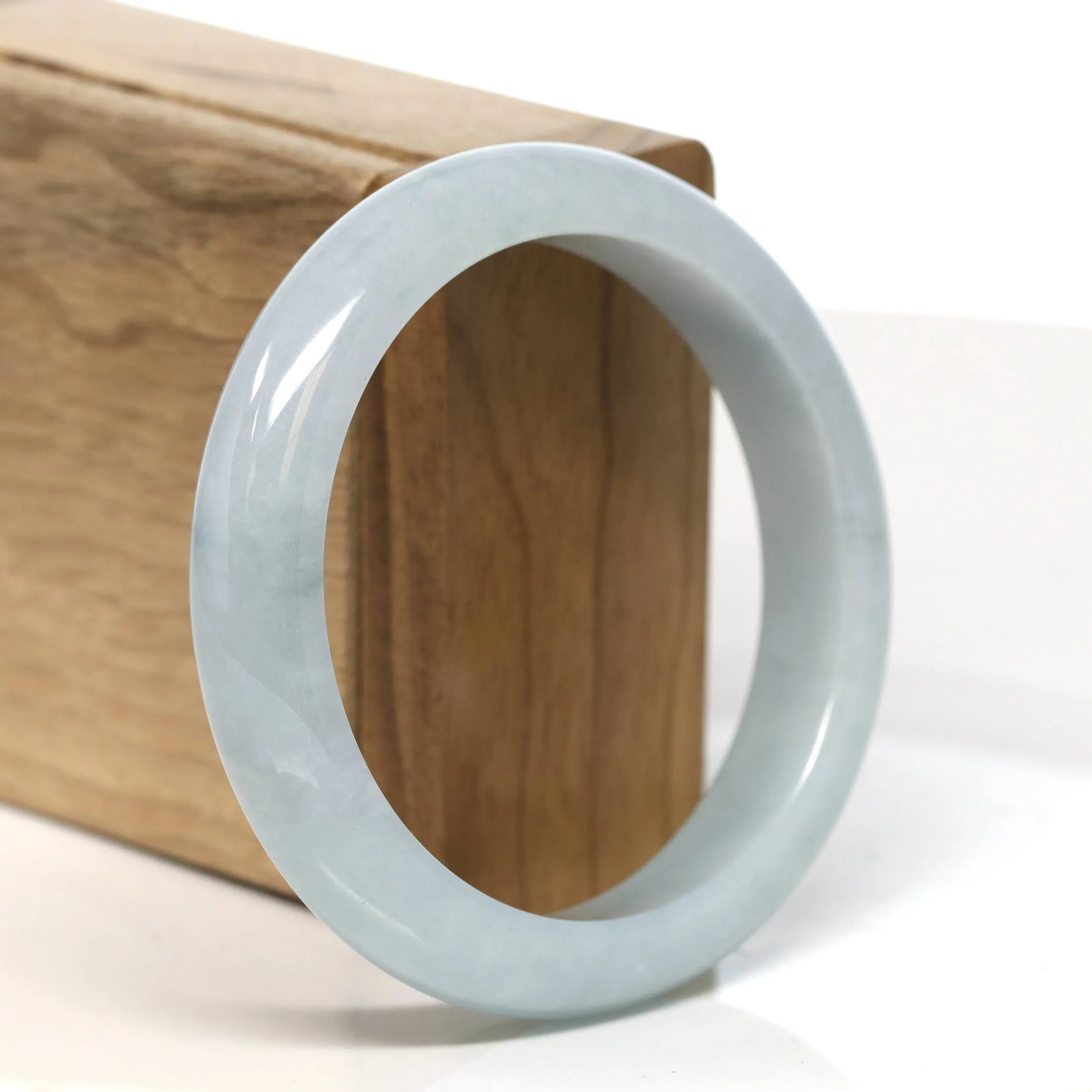 Baikalla "Half Round" Light Lavender Jadeite Jade Bangle Bracelet (56.9 mm) #T503