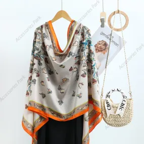 Beautiful Wild Butterfly Printed Silky Smooth Satin Silk Scarves
