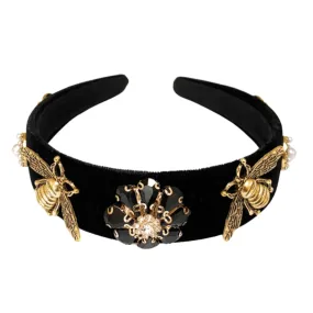 Bee Jeweled Headband (Black)