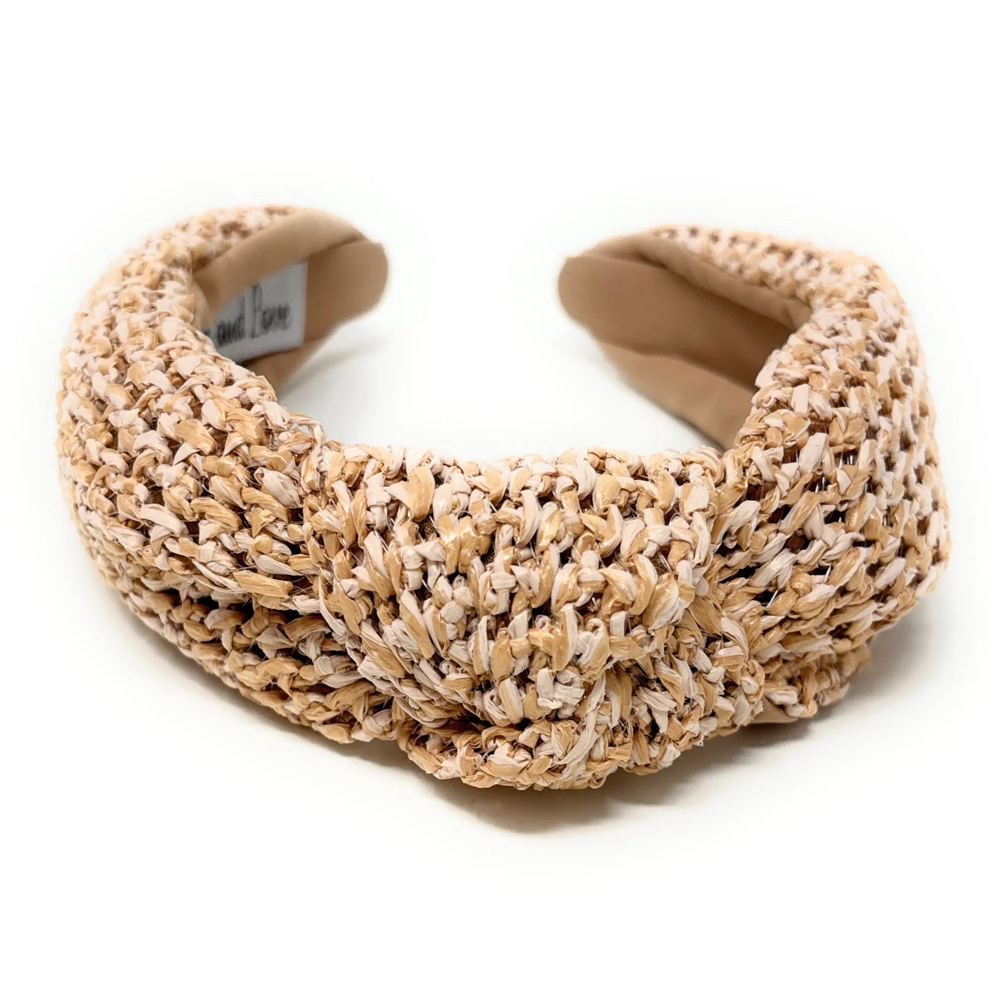 Beige Raffia Woven Top Knot Headband
