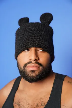 Black Bunny Knitted Hat