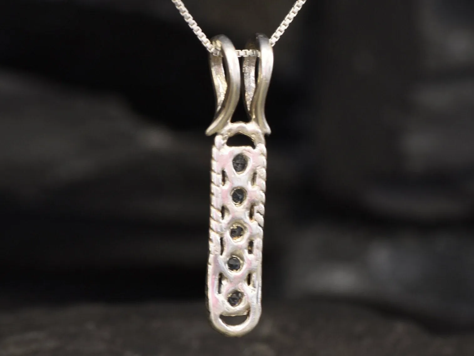 Blue Topaz Necklace - Vertical Topaz Pendant - Sky Blue Necklace