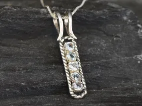 Blue Topaz Necklace - Vertical Topaz Pendant - Sky Blue Necklace
