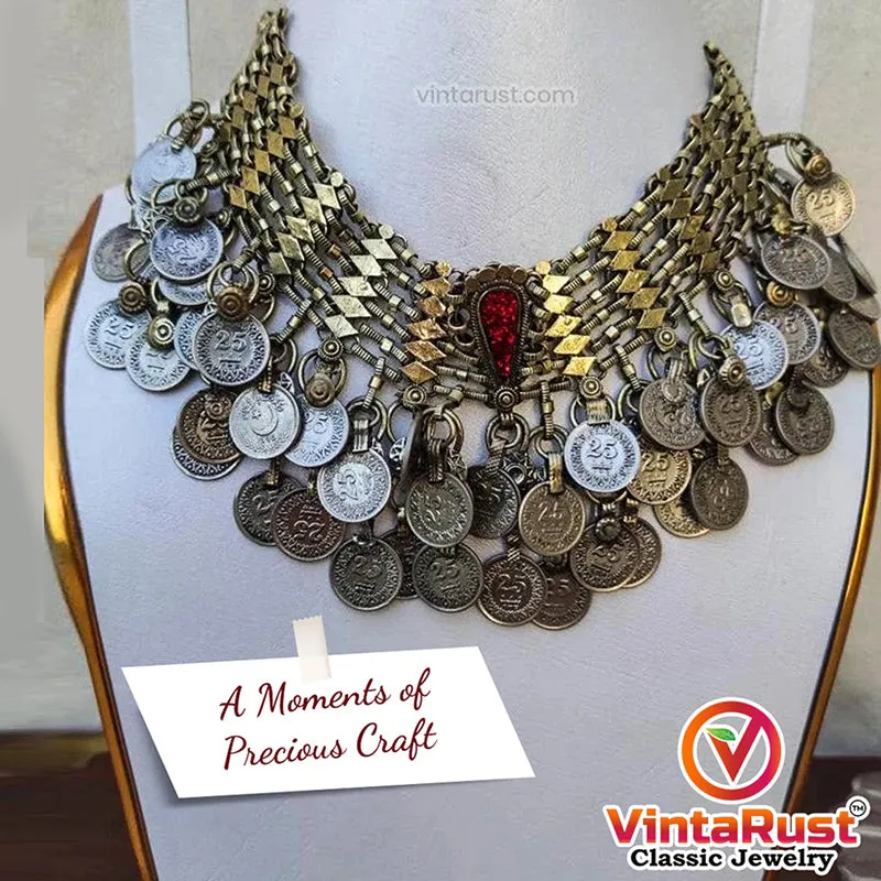 Bohemian Vintage Coins Choker Necklace
