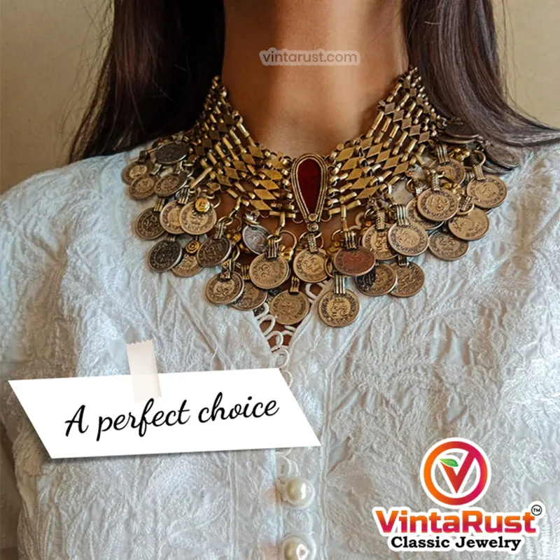 Bohemian Vintage Coins Choker Necklace