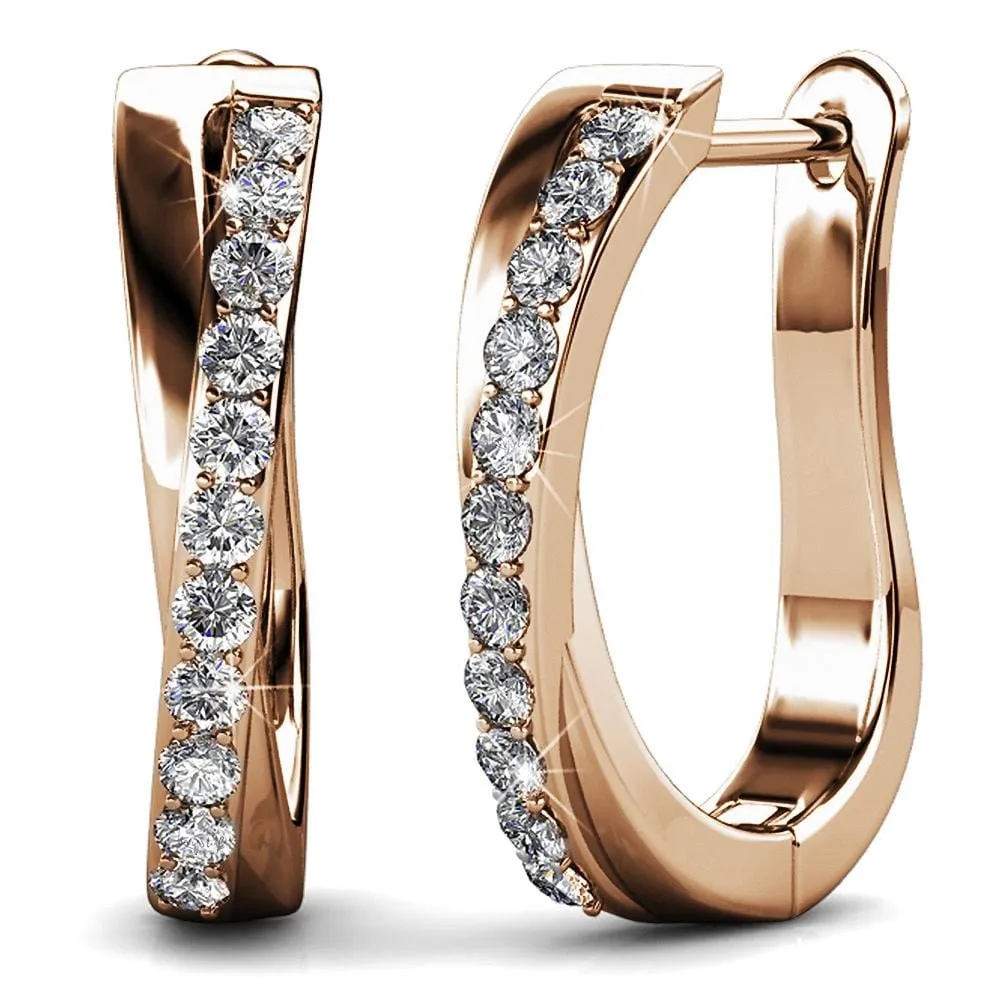 Boxed Lady Bangle And Earrings Set Rose Gold Embellished with SWAROVSKI crystals